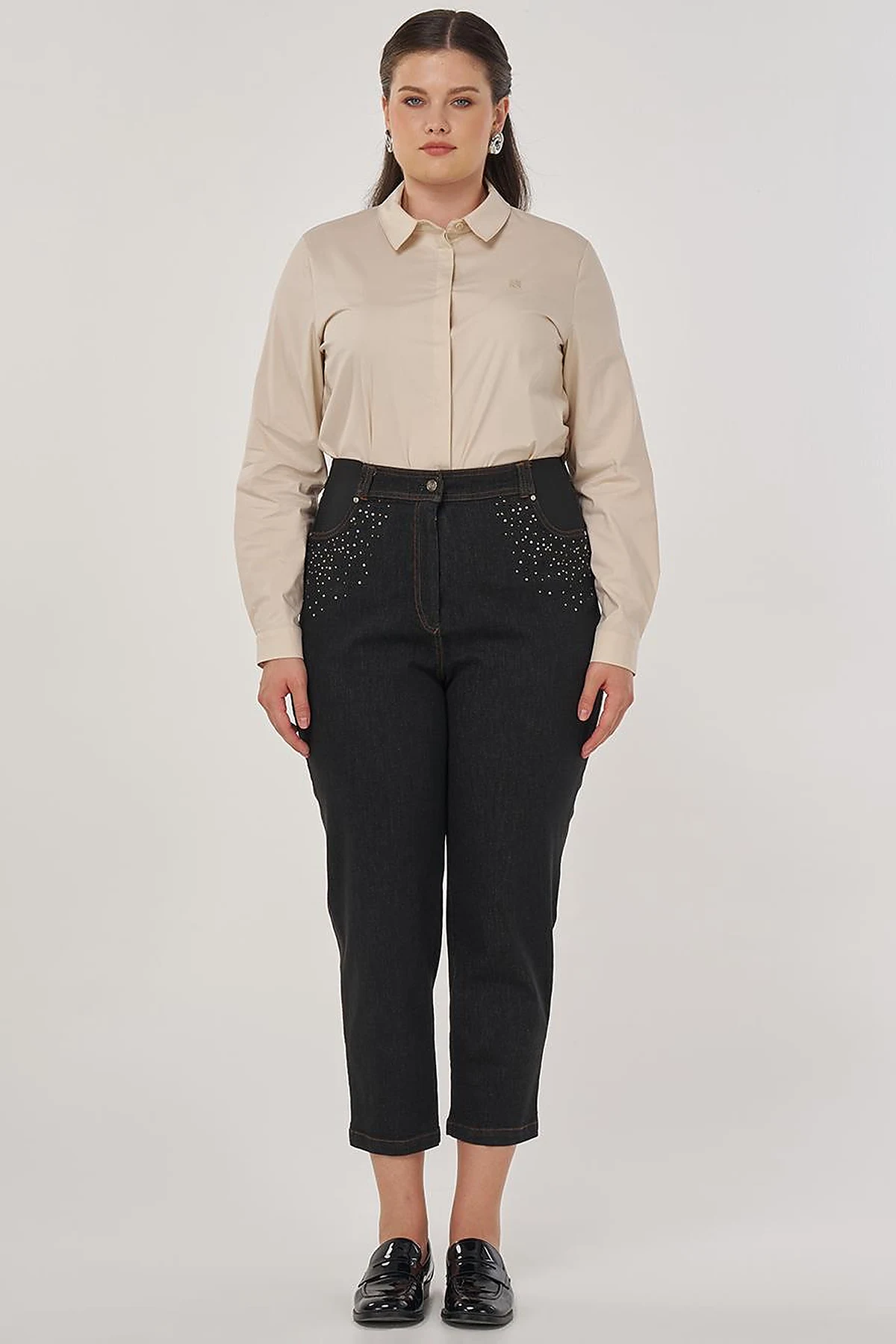Pocket Detail Denim Pants Black