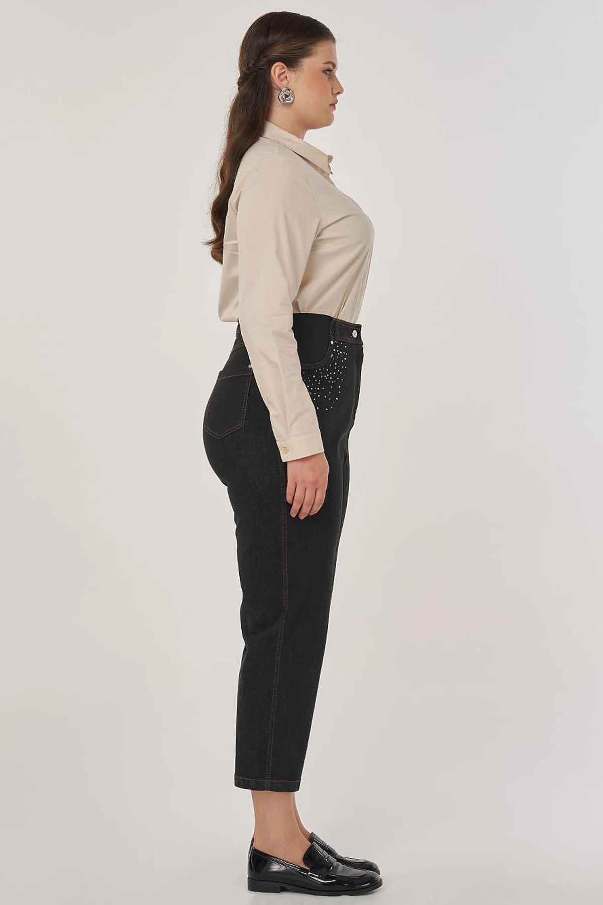 Pocket Detail Denim Pants Black