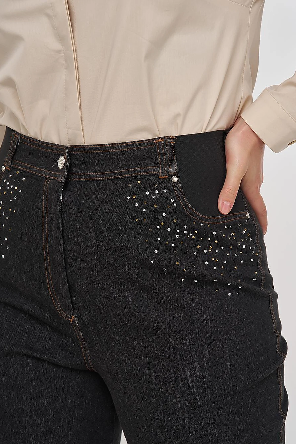 Pocket Detail Denim Pants Black