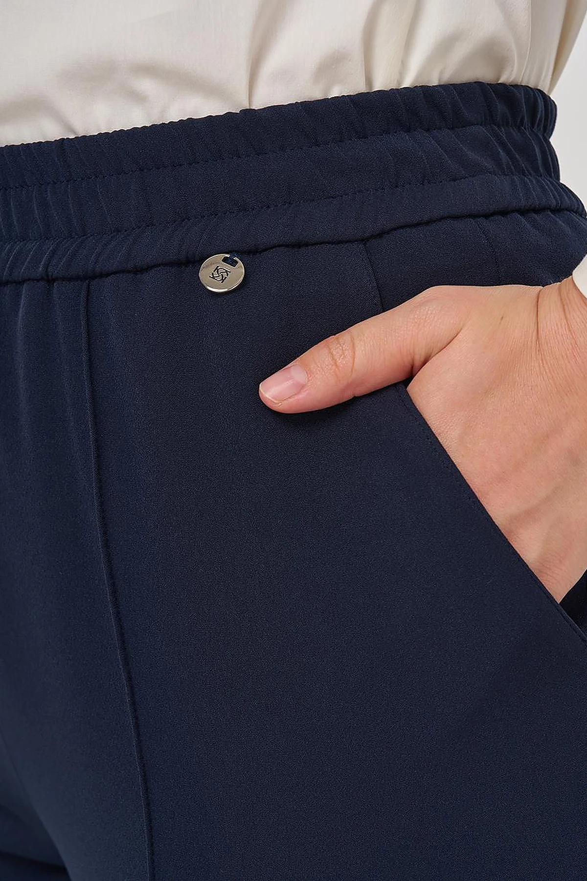 Topstitch Detail Relaxed Fit Pants Dark Navy