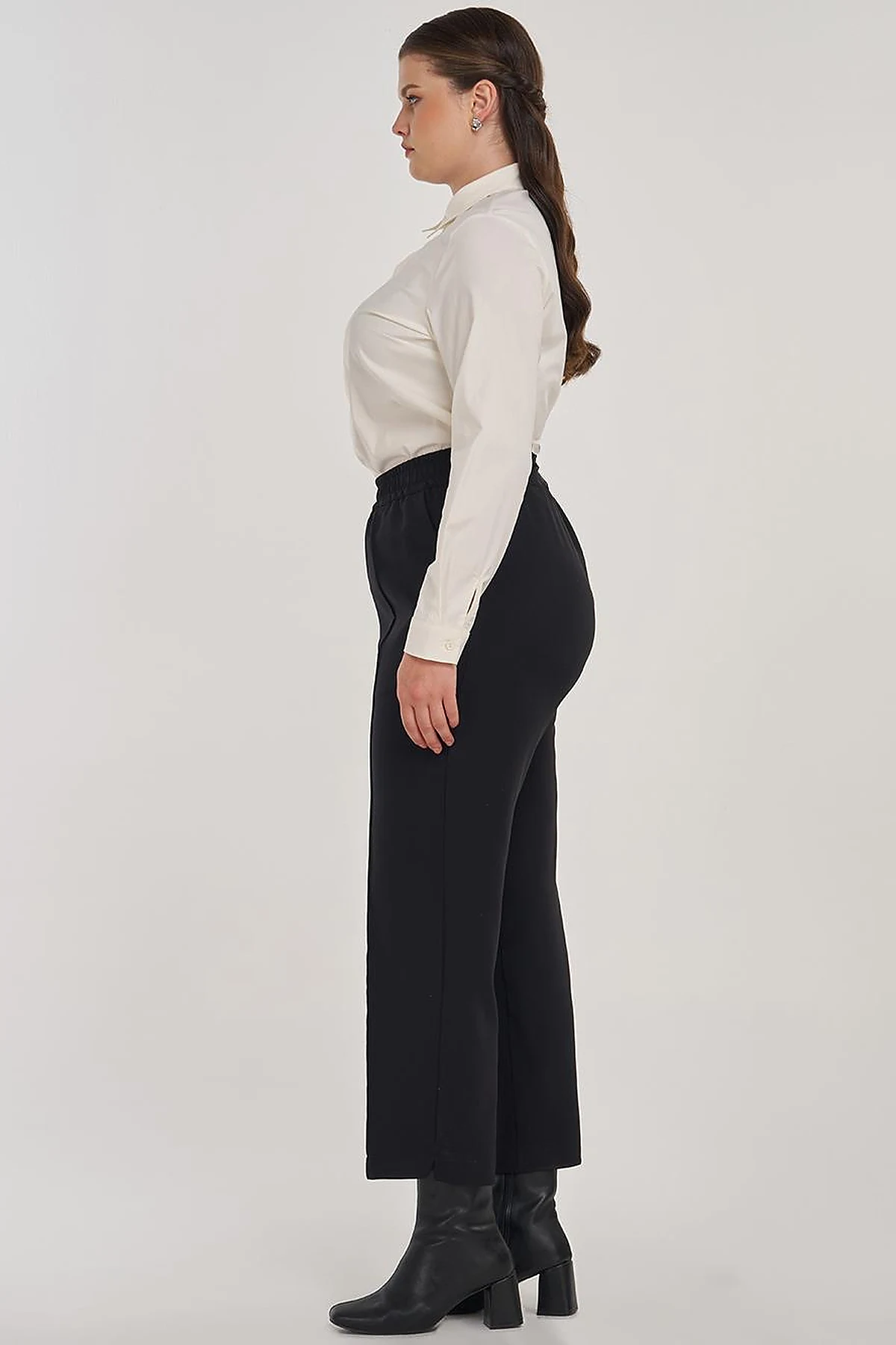 Topstitch Detail Relaxed Fit Pants Black