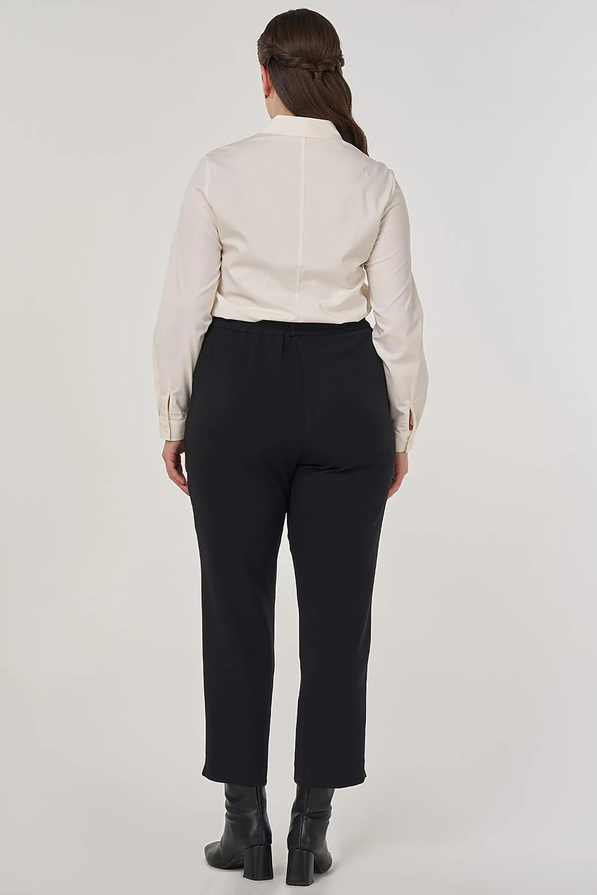 Topstitch Detail Relaxed Fit Pants Black