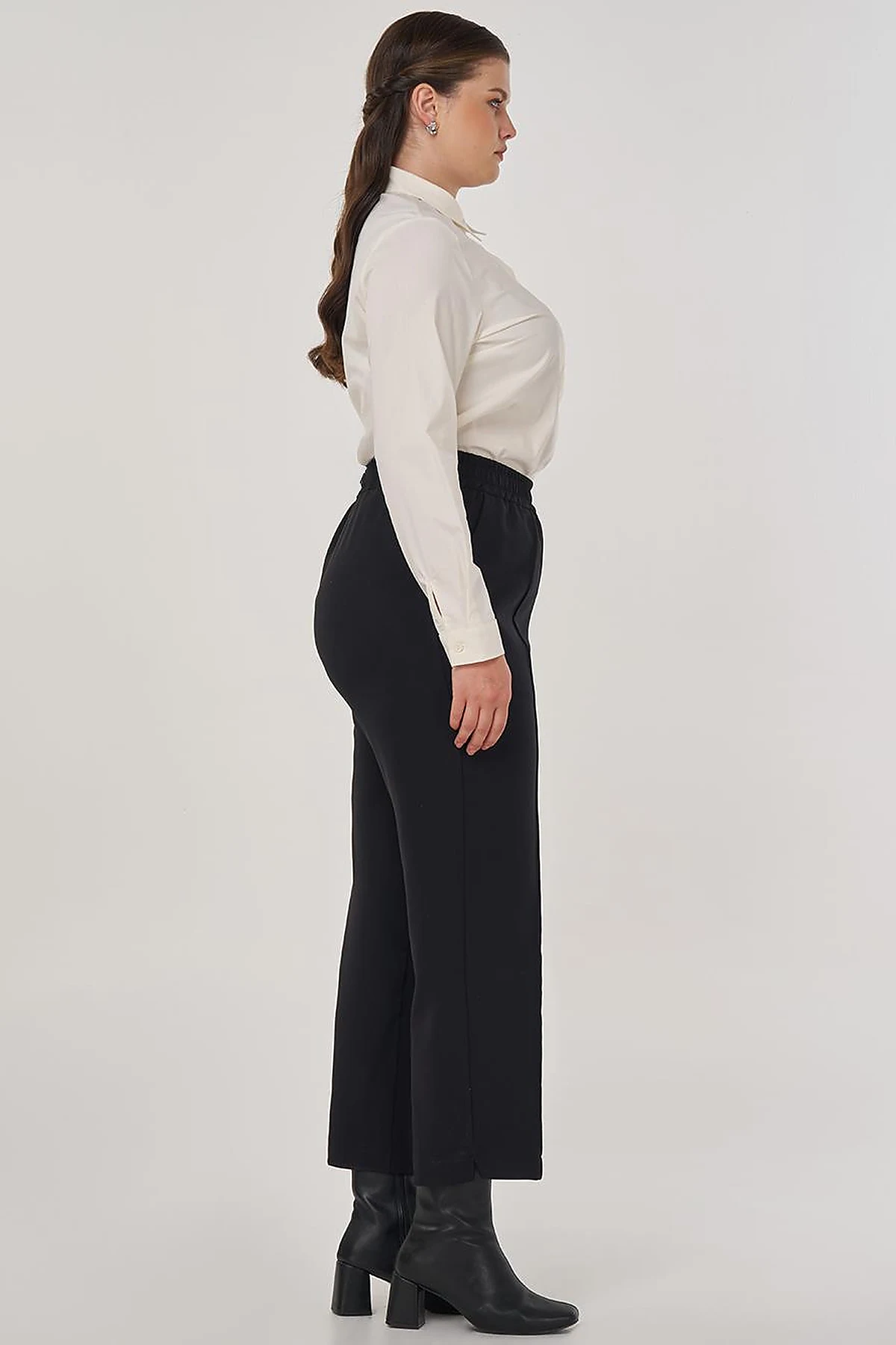 Topstitch Detail Relaxed Fit Pants Black