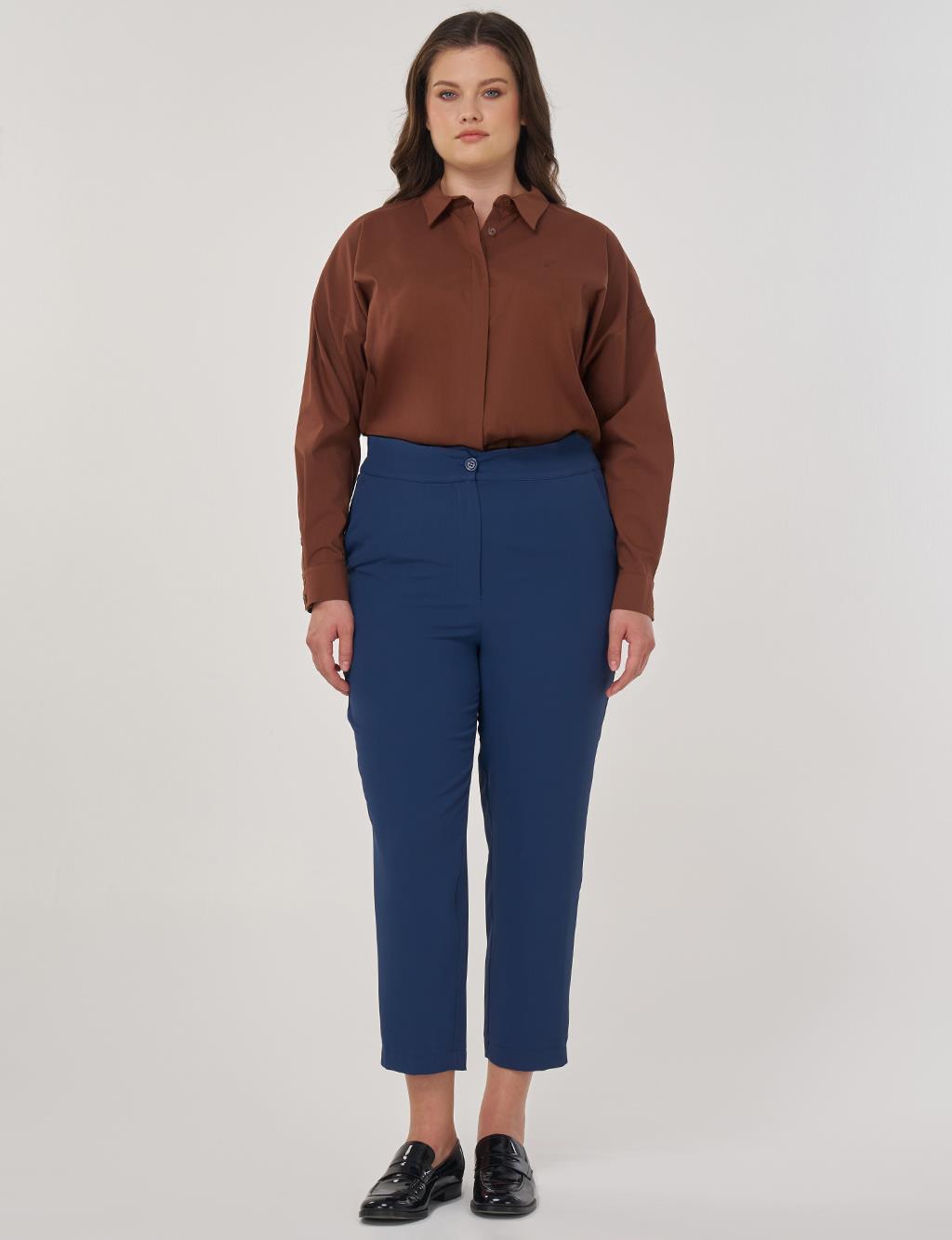 Relaxed-Fit Fabric Trousers in Black Indigo