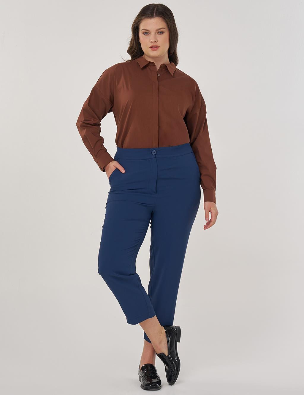 Relaxed-Fit Fabric Trousers in Black Indigo