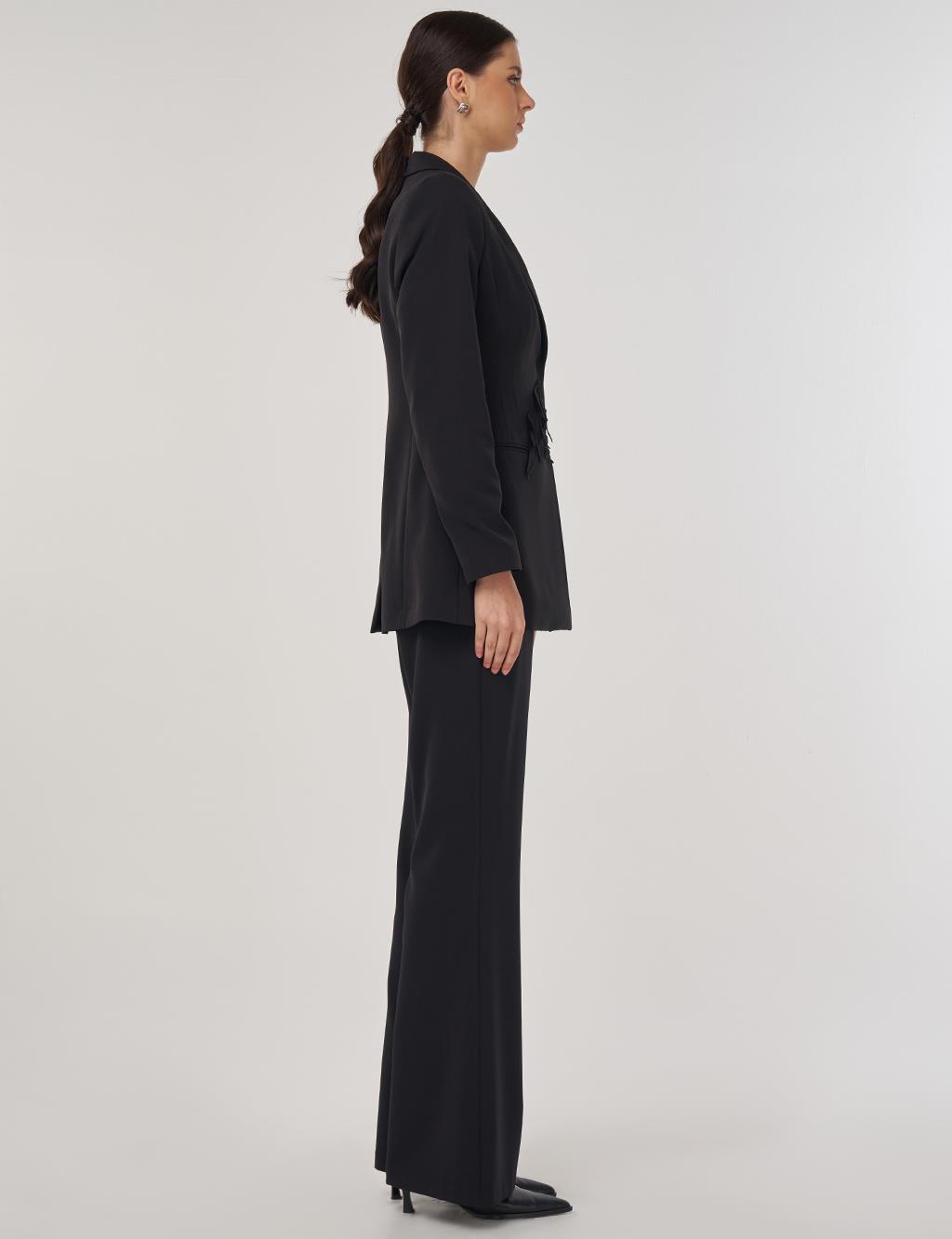 Embroidered Two-Piece Suit in Black