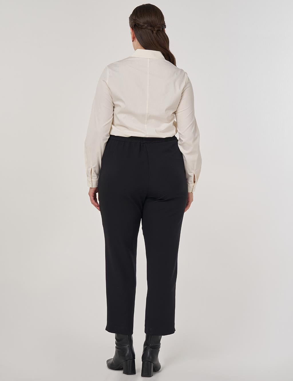 Topstitch Detail Relaxed Fit Pants Black