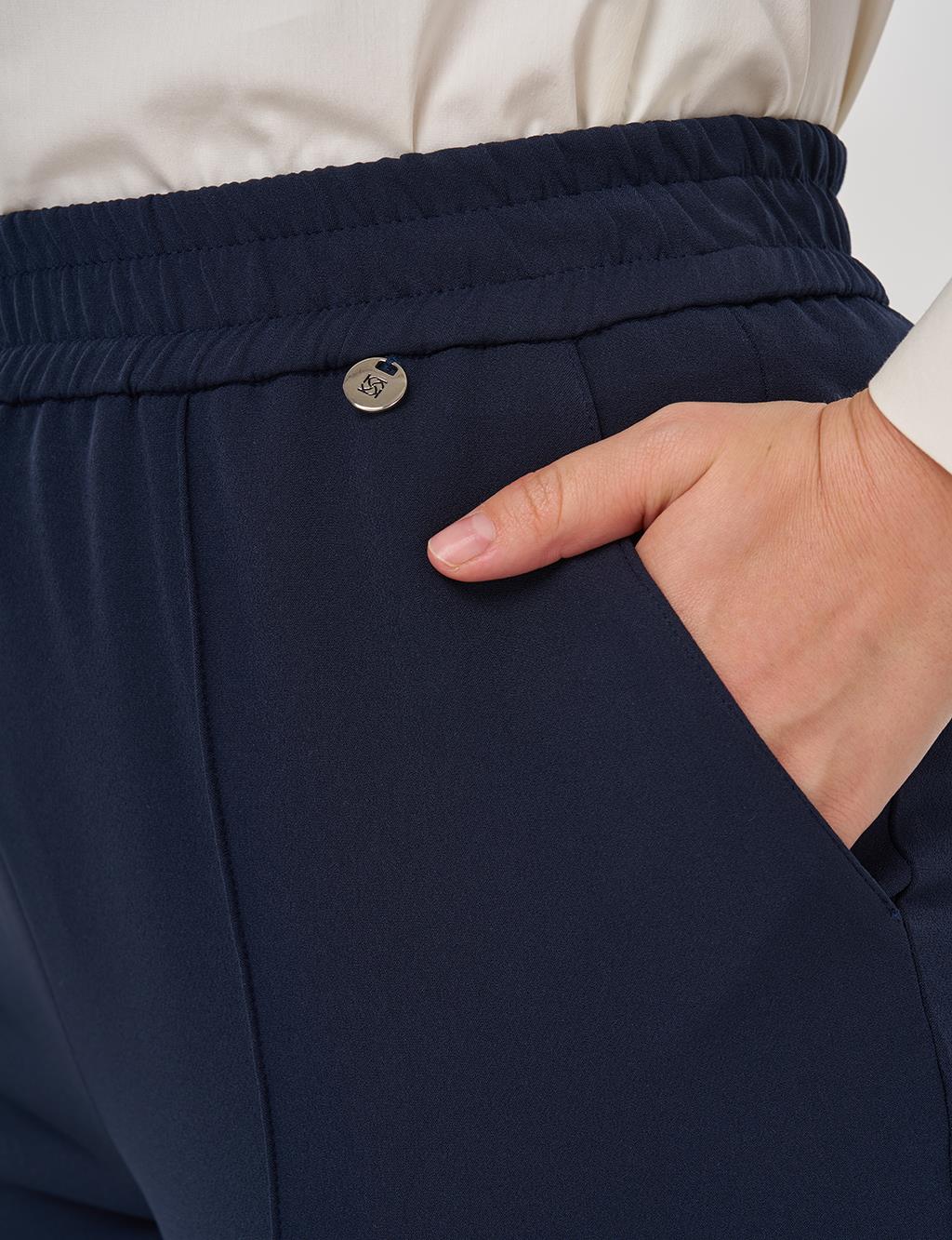 Topstitch Detail Relaxed Fit Pants Dark Navy