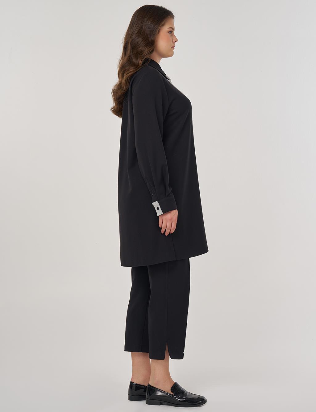 Chain-Detailed Relaxed-Cut Tunic Black