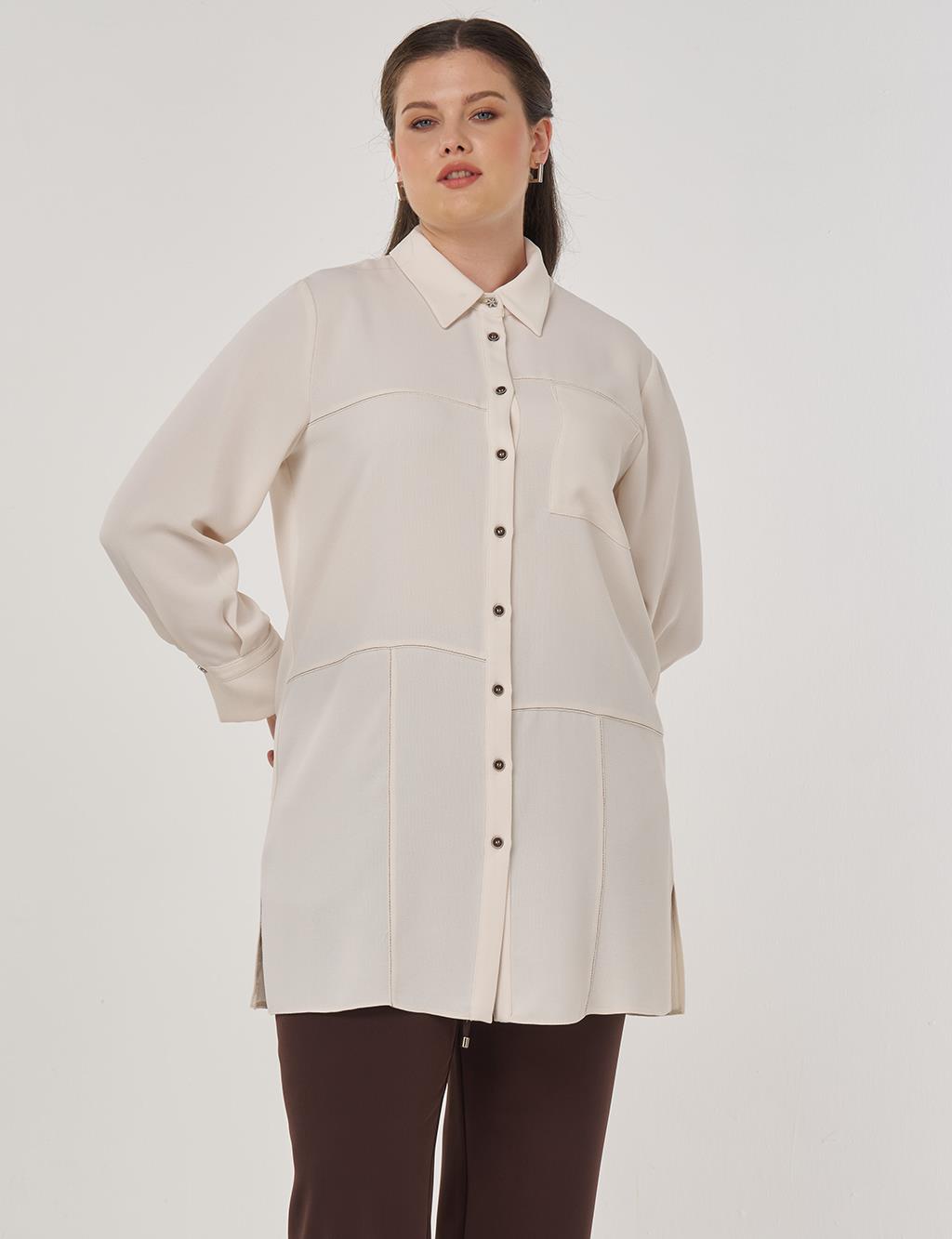 Point-Stitched Tunic Cream