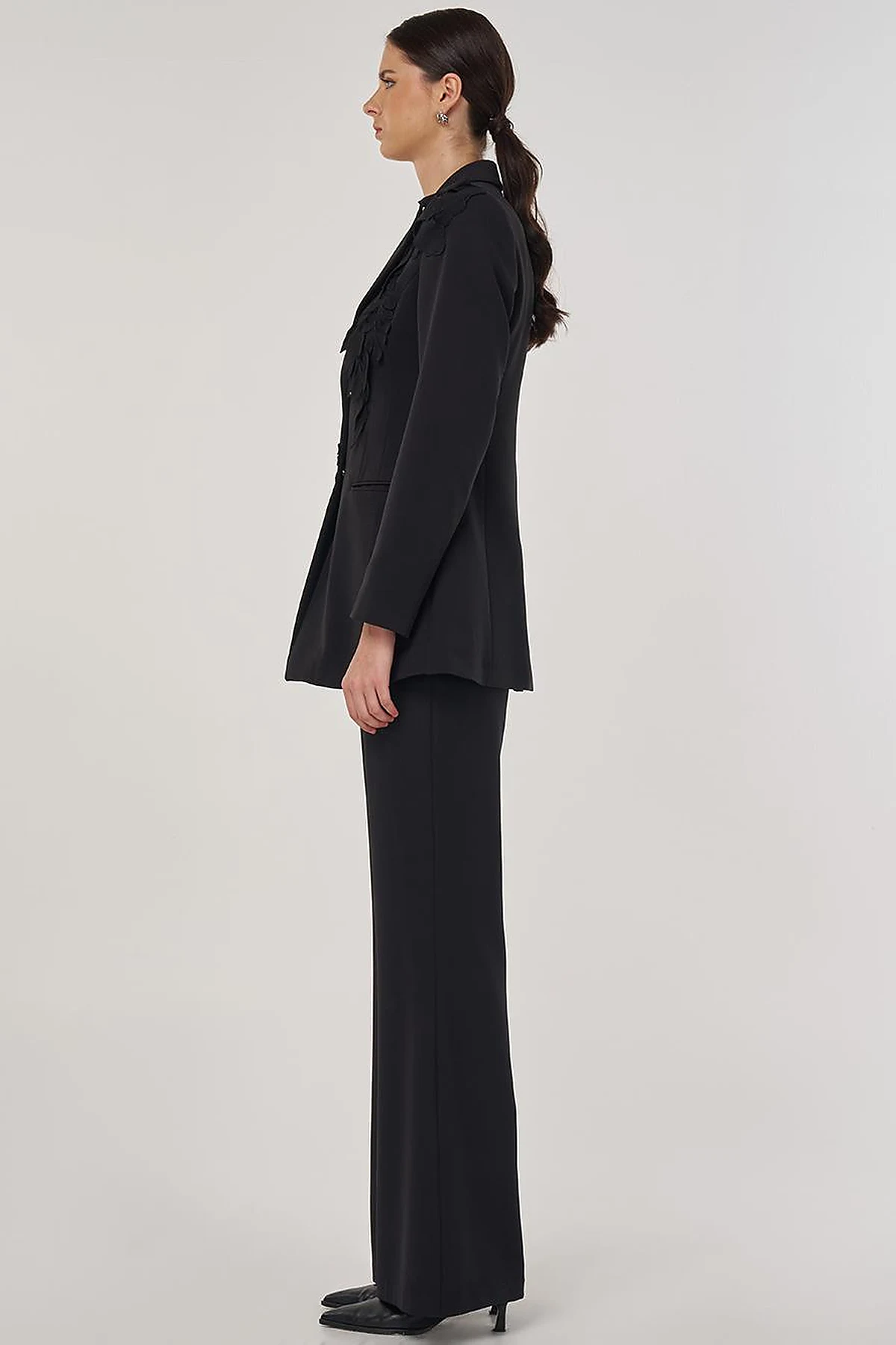 Embroidered Two-Piece Suit in Black