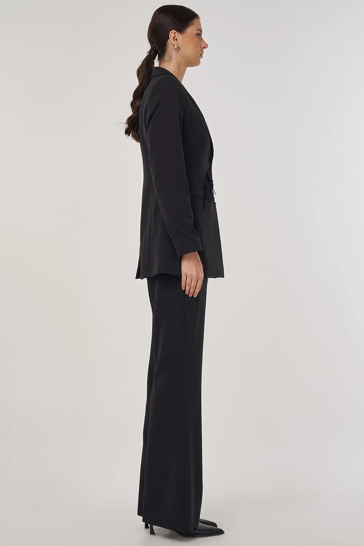Embroidered Two-Piece Suit in Black