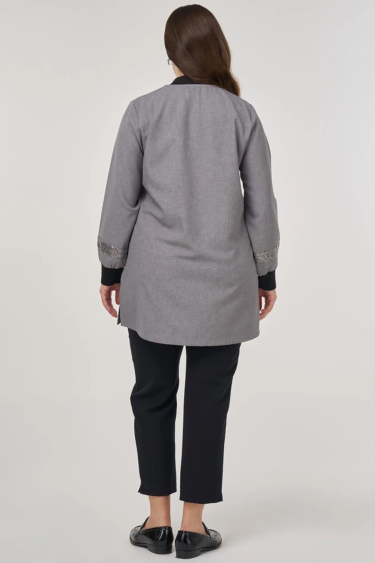 Sequin-Embroidered Tunic Gray