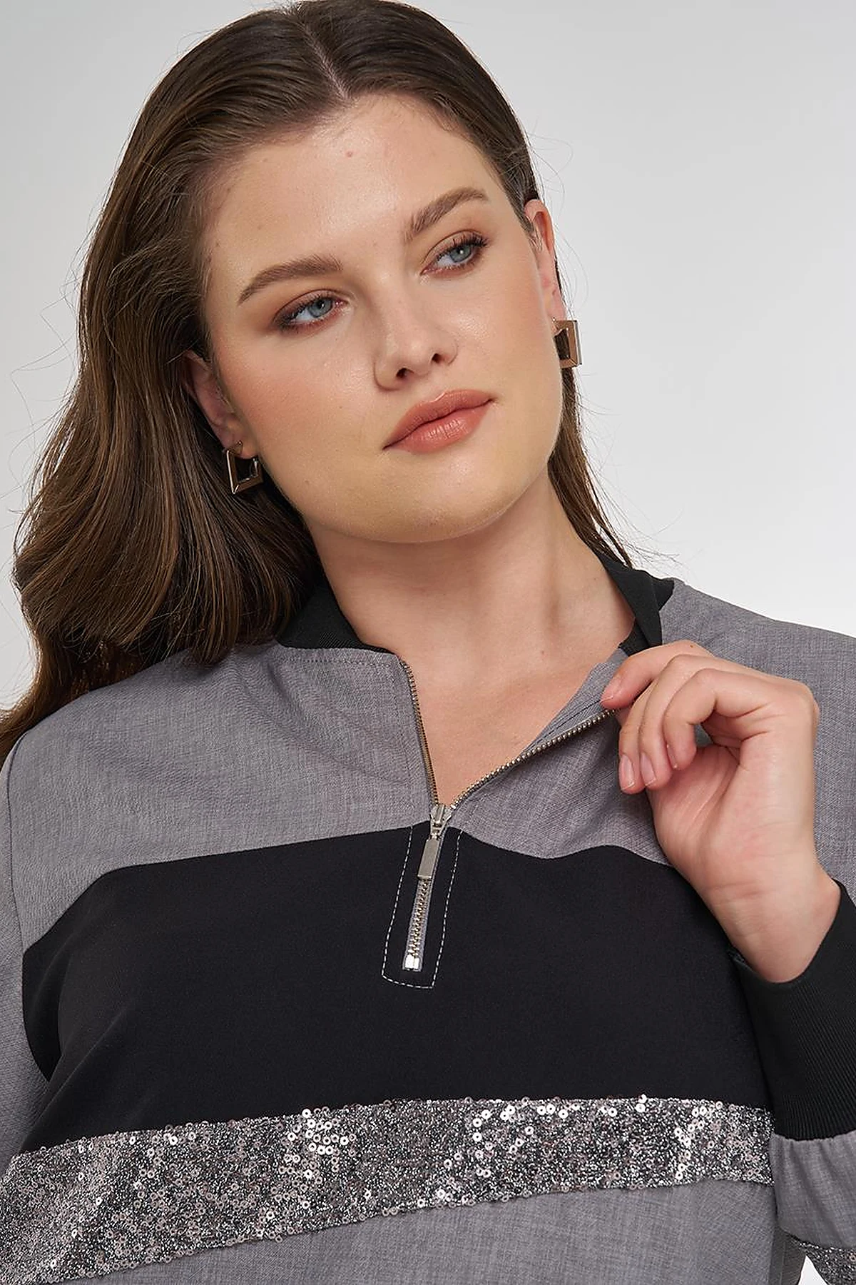 Sequin-Embroidered Tunic Gray