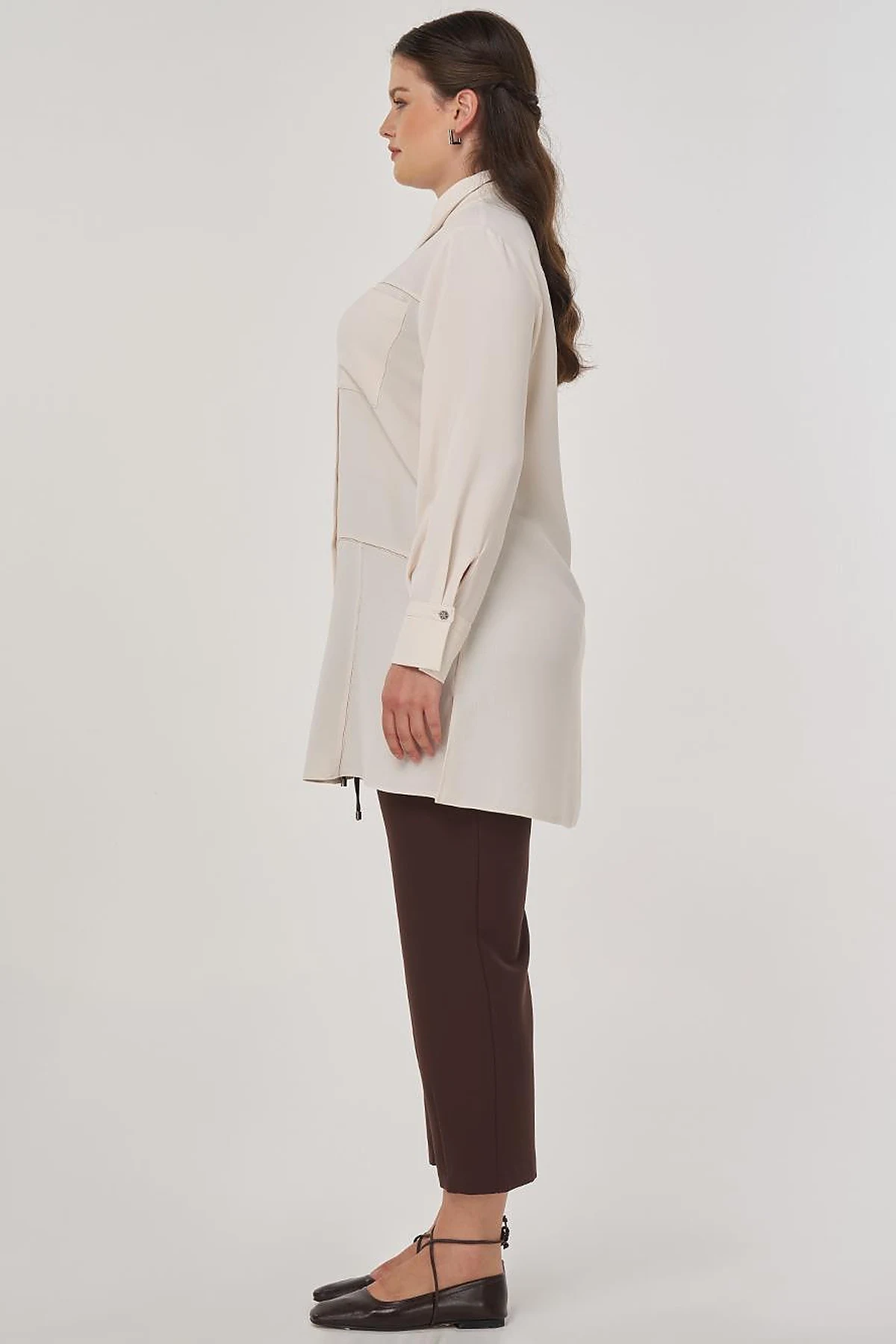 Point-Stitched Tunic Cream