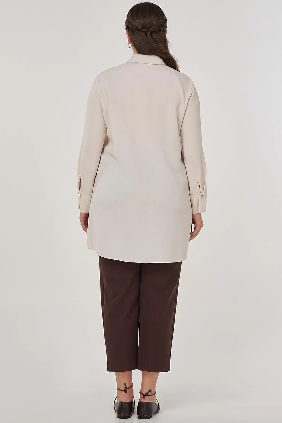 Point-Stitched Tunic Cream