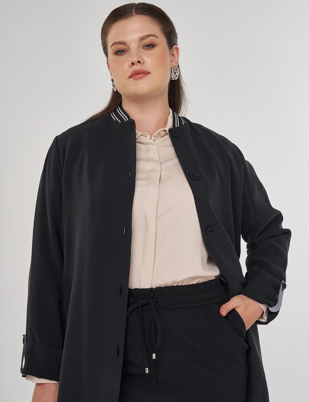 Rayon with Fold-Up Wrists Black