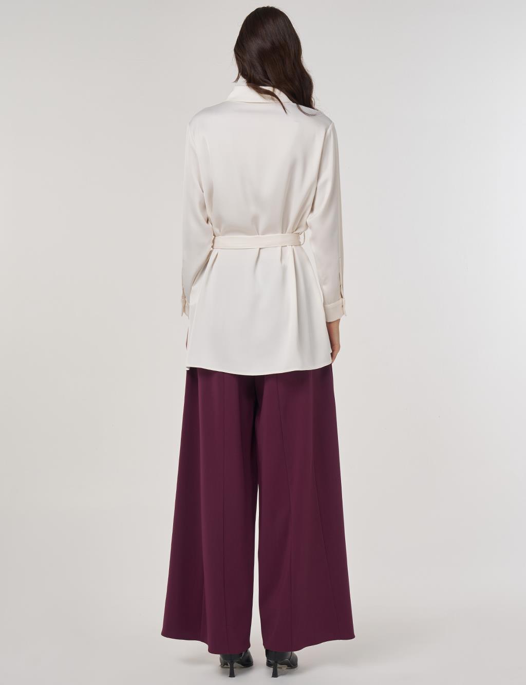 Sequin-Embroidered Satin Tunic Ecru