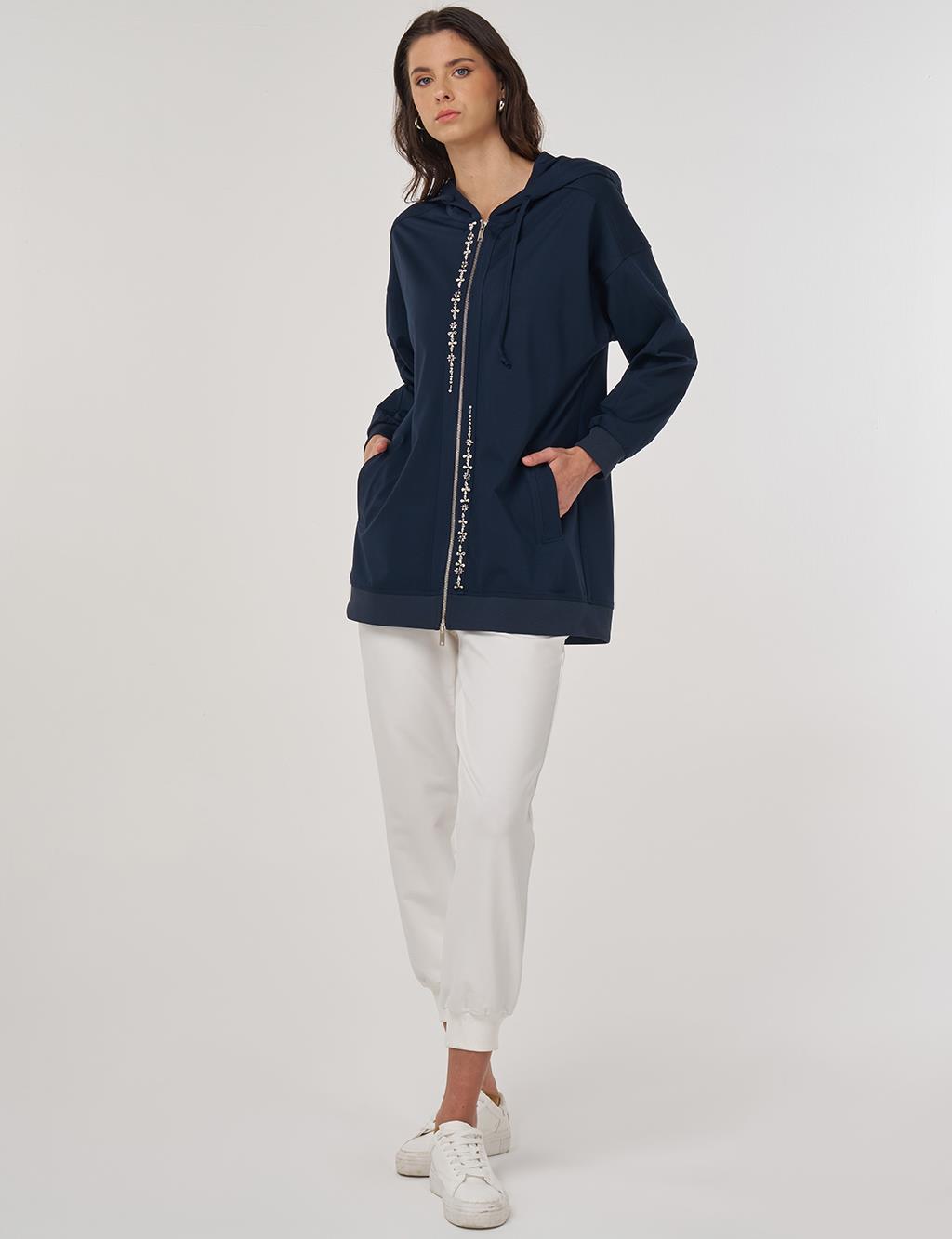 Embroidered Rayon Sweatshirt Dark Navy