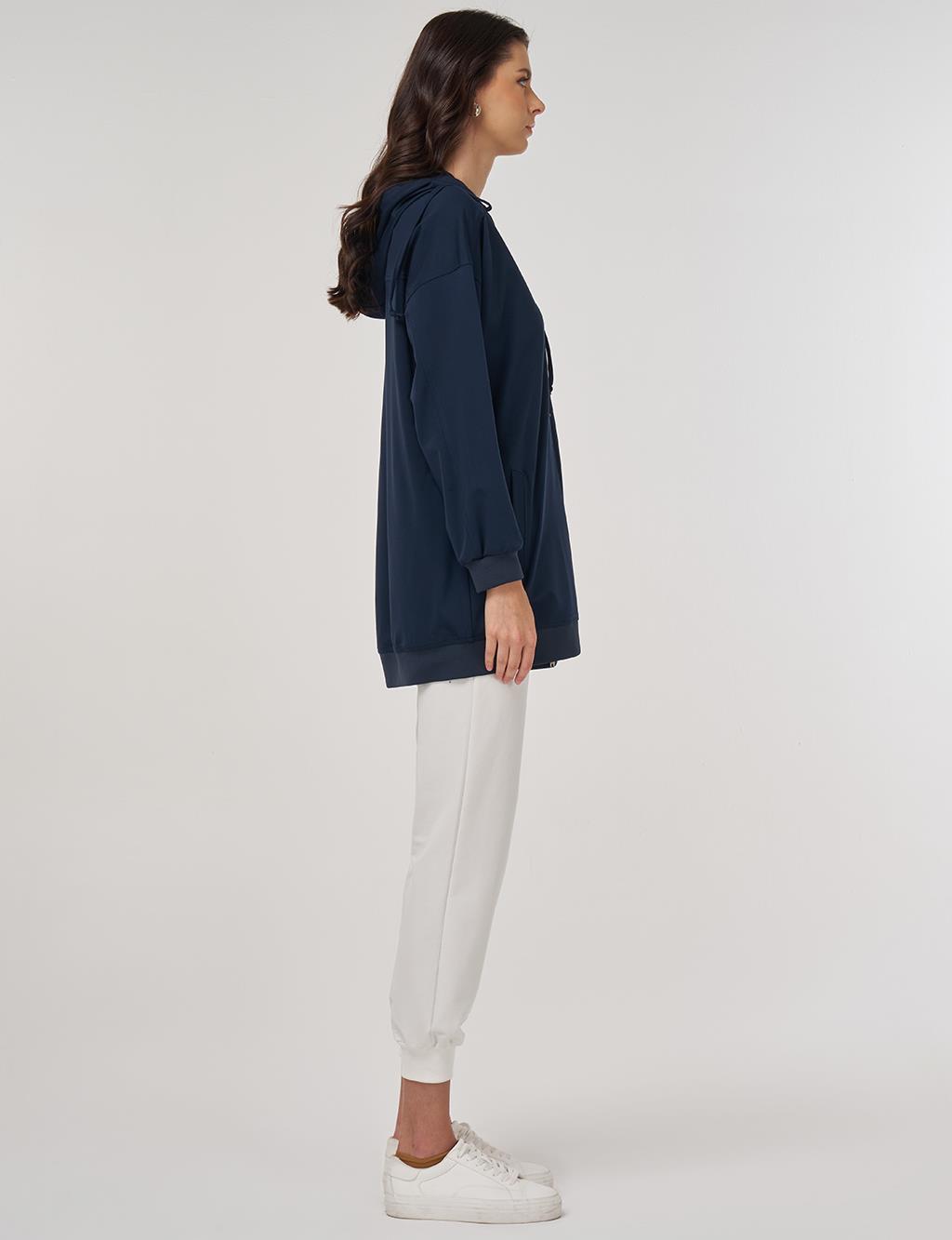 Embroidered Rayon Sweatshirt Dark Navy