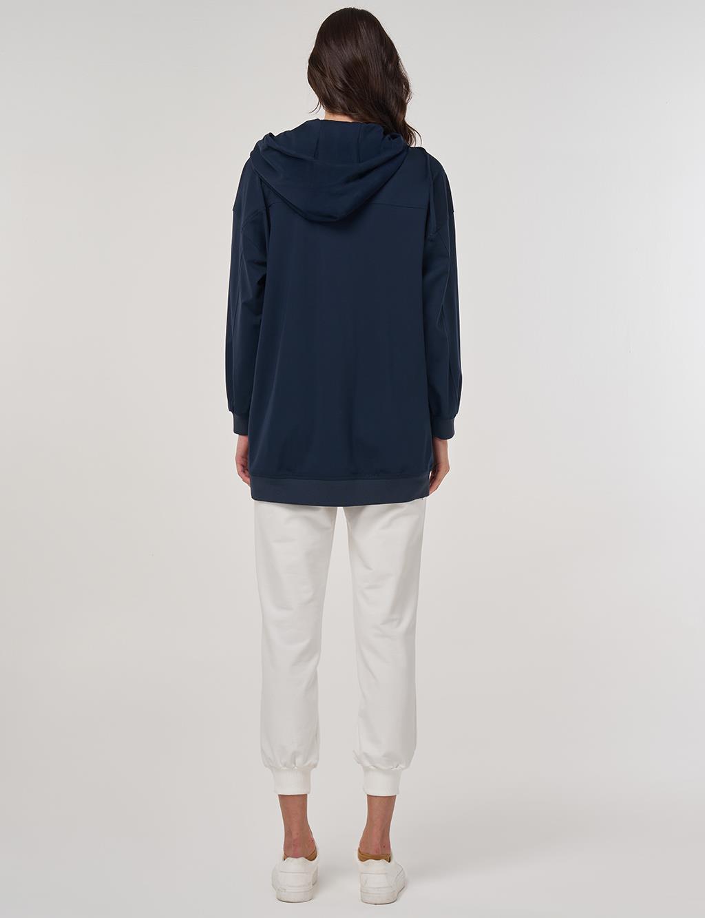 Embroidered Rayon Sweatshirt Dark Navy