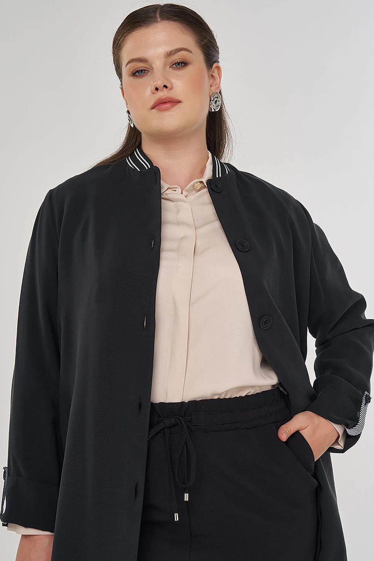 Bilekleri Katlanabilir Rayon Giy Çık Siyah