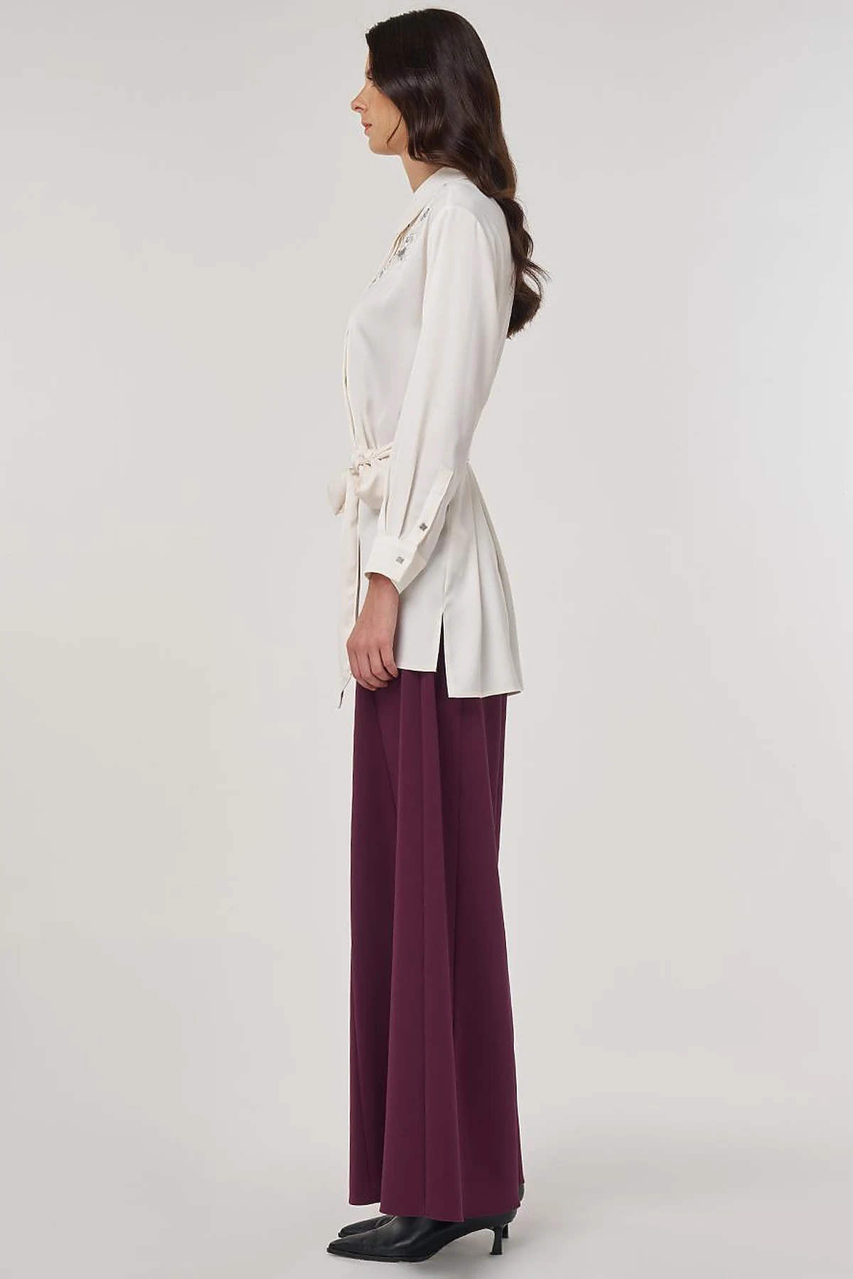 Sequin-Embroidered Satin Tunic Ecru