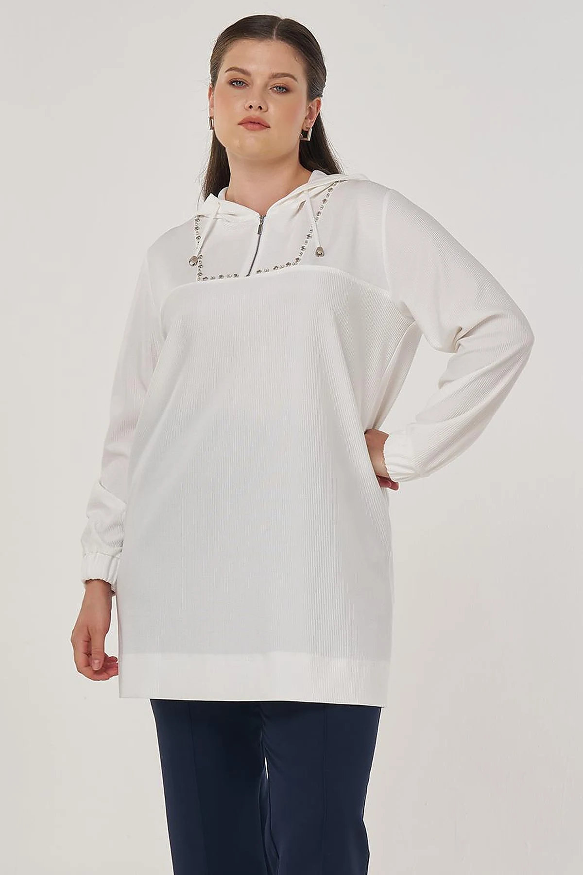 Troque Printed Hooded Sweatshirt Optic White