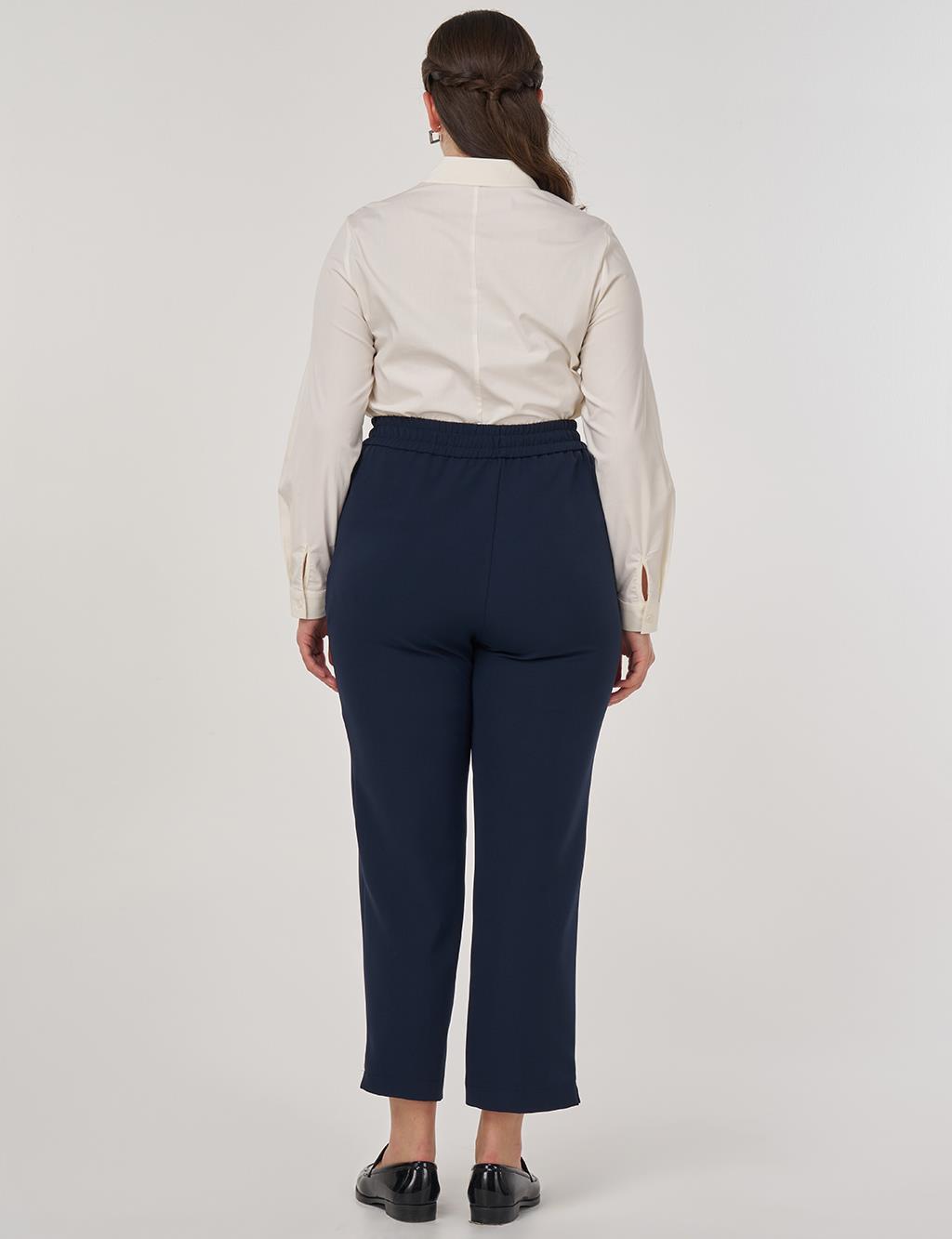 Topstitch Detail Relaxed Fit Pants Dark Navy