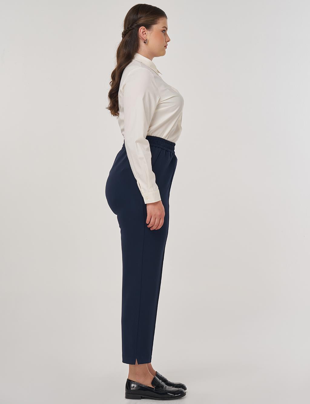 Topstitch Detail Relaxed Fit Pants Dark Navy