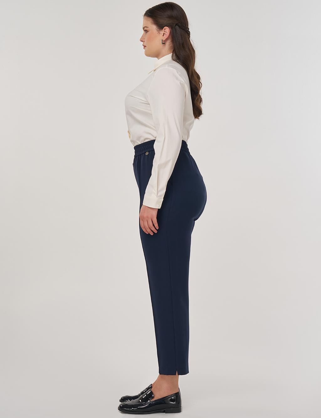 Topstitch Detail Relaxed Fit Pants Dark Navy