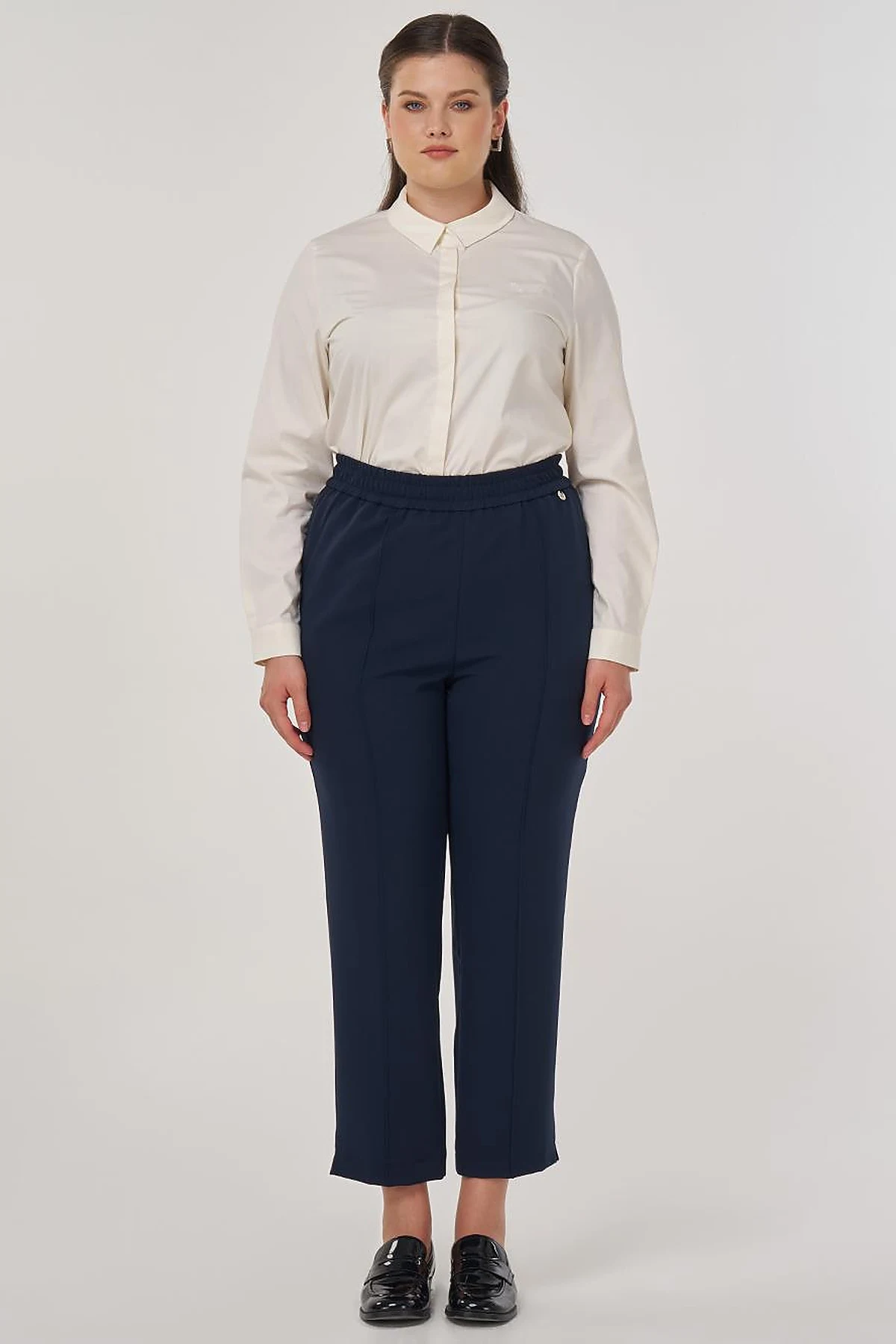 Topstitch Detail Relaxed Fit Pants Dark Navy
