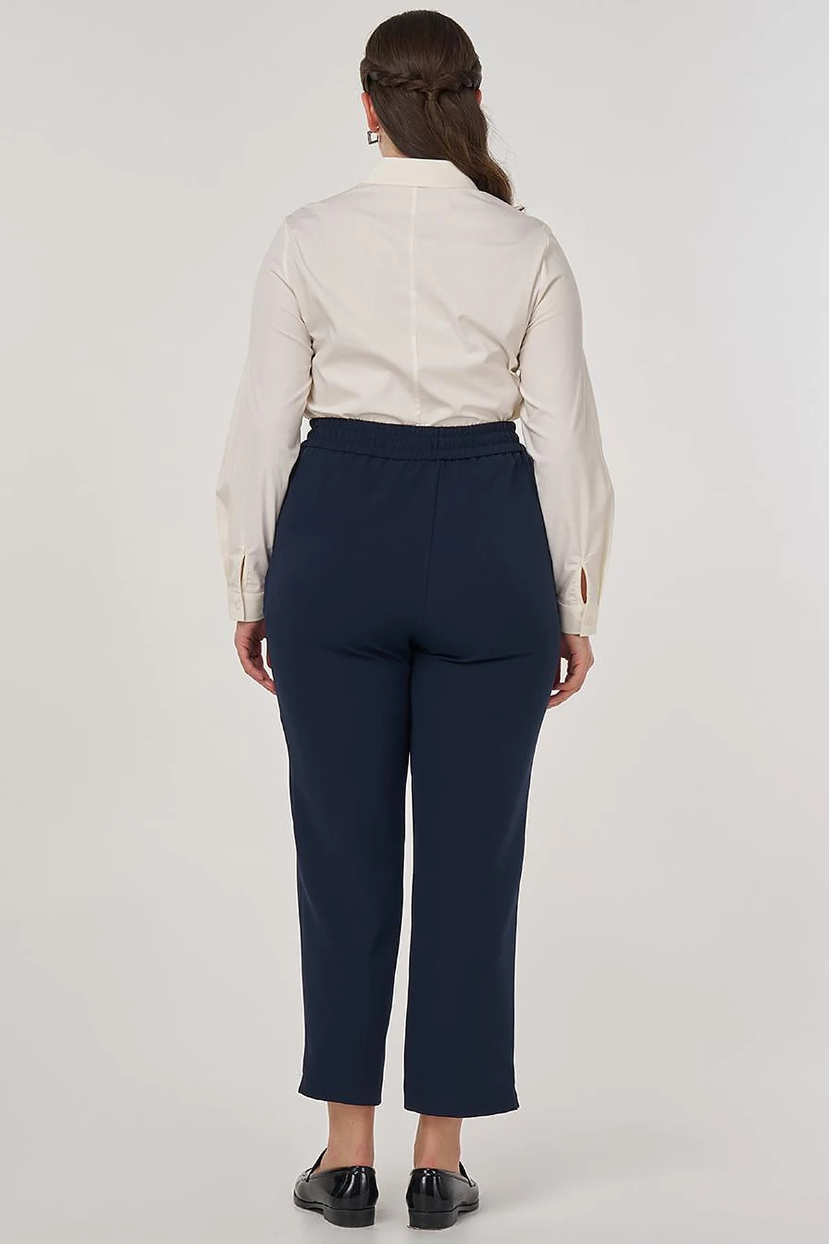 Topstitch Detail Relaxed Fit Pants Dark Navy