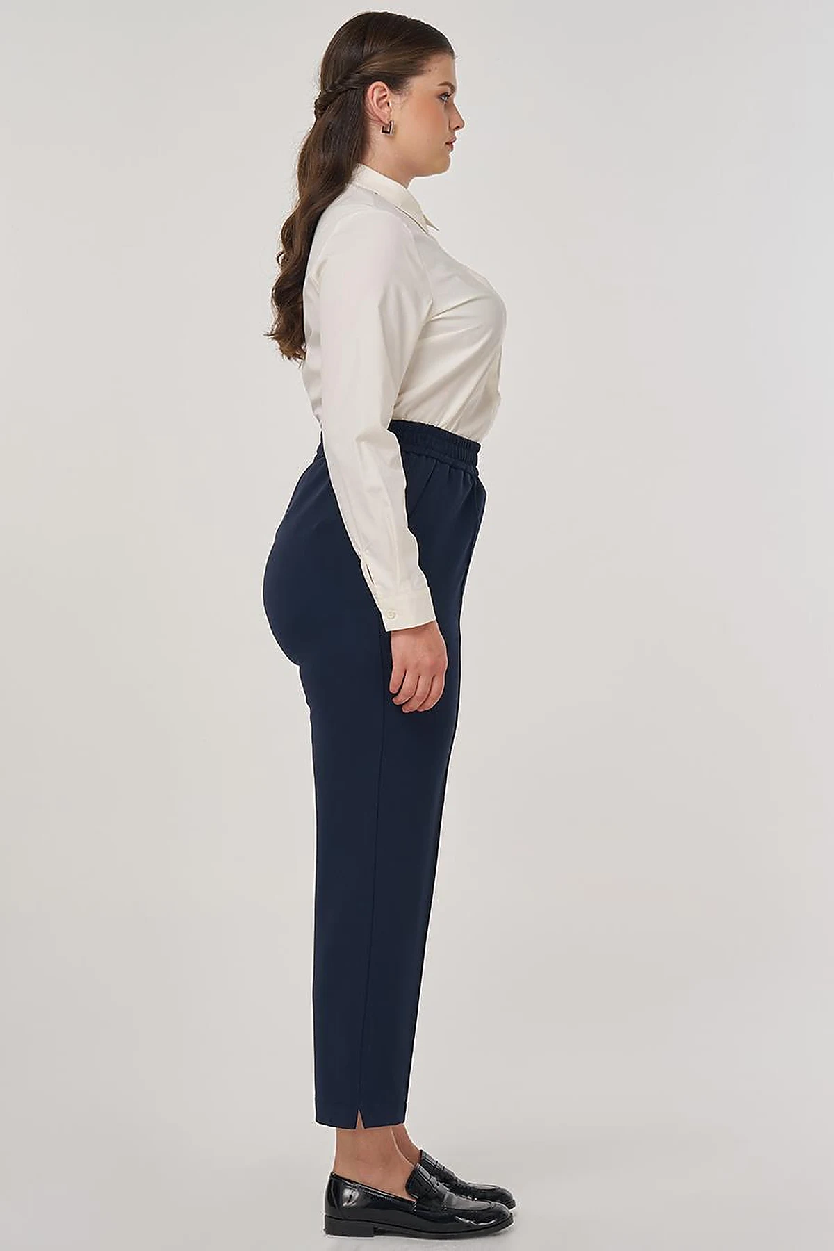 Topstitch Detail Relaxed Fit Pants Dark Navy
