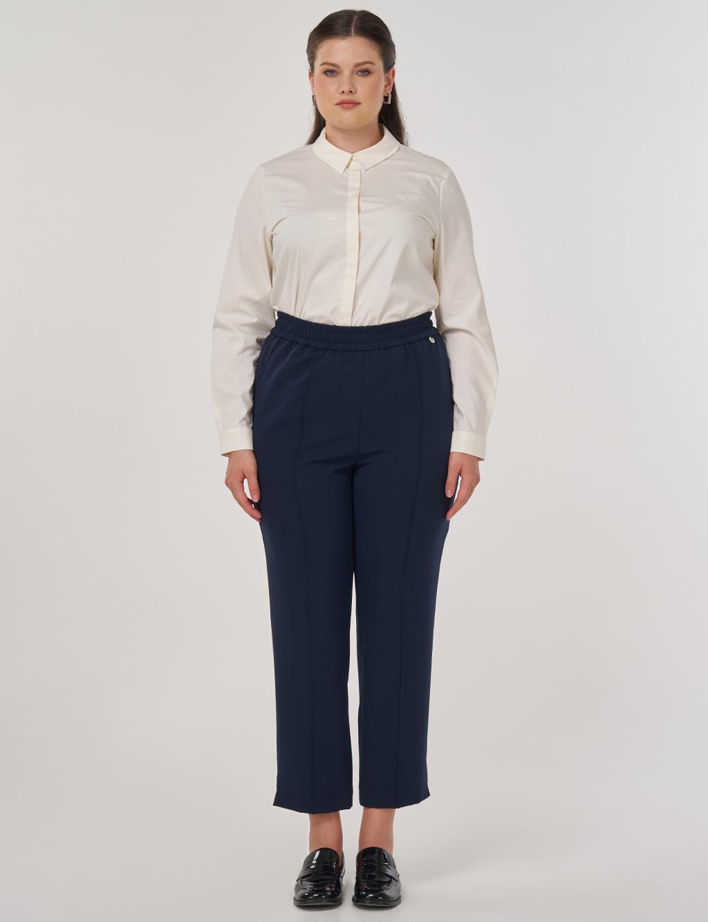 Topstitch Detail Relaxed Fit Pants Dark Navy