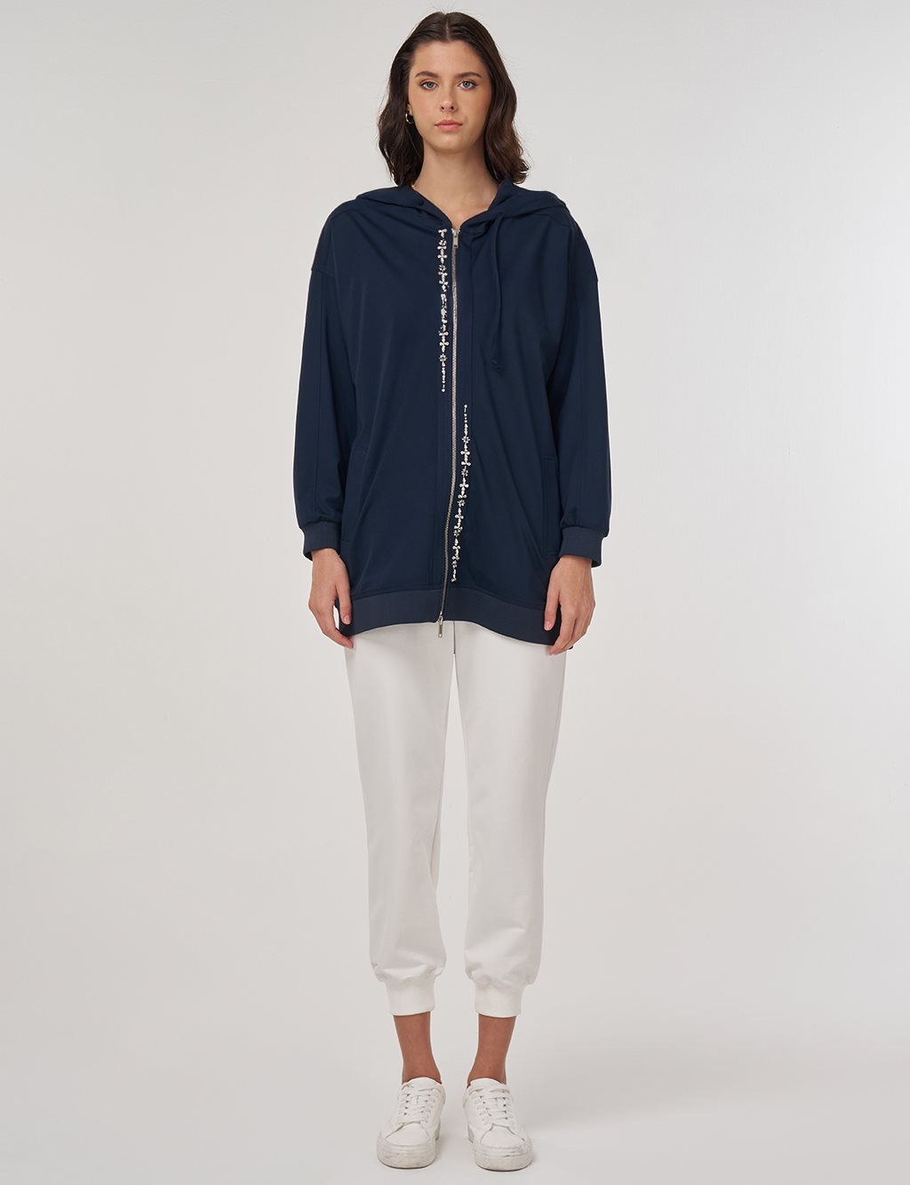 Embroidered Rayon Sweatshirt Dark Navy