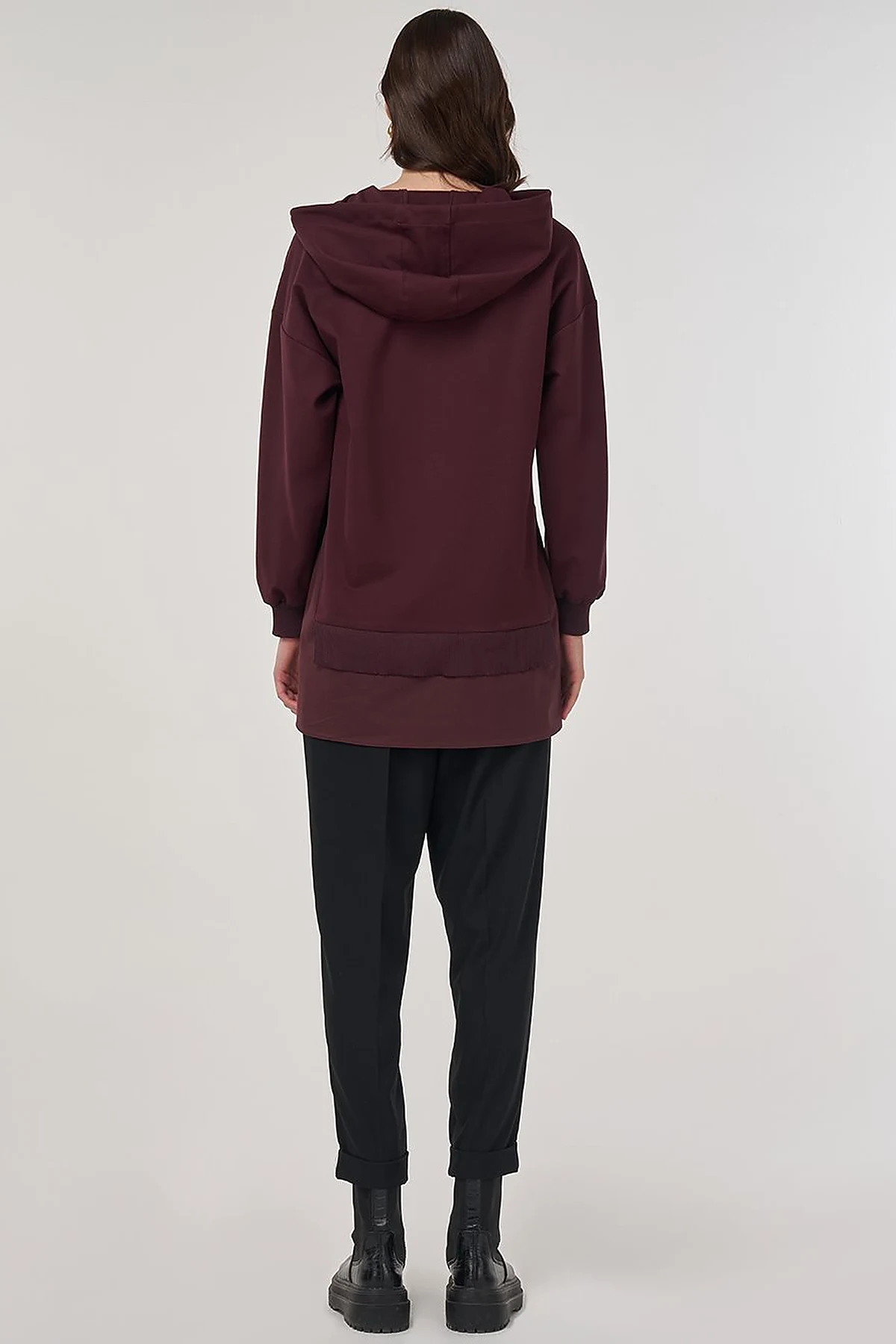 Hotfix Printed Rayon Sweatshirt Dark Burgundy