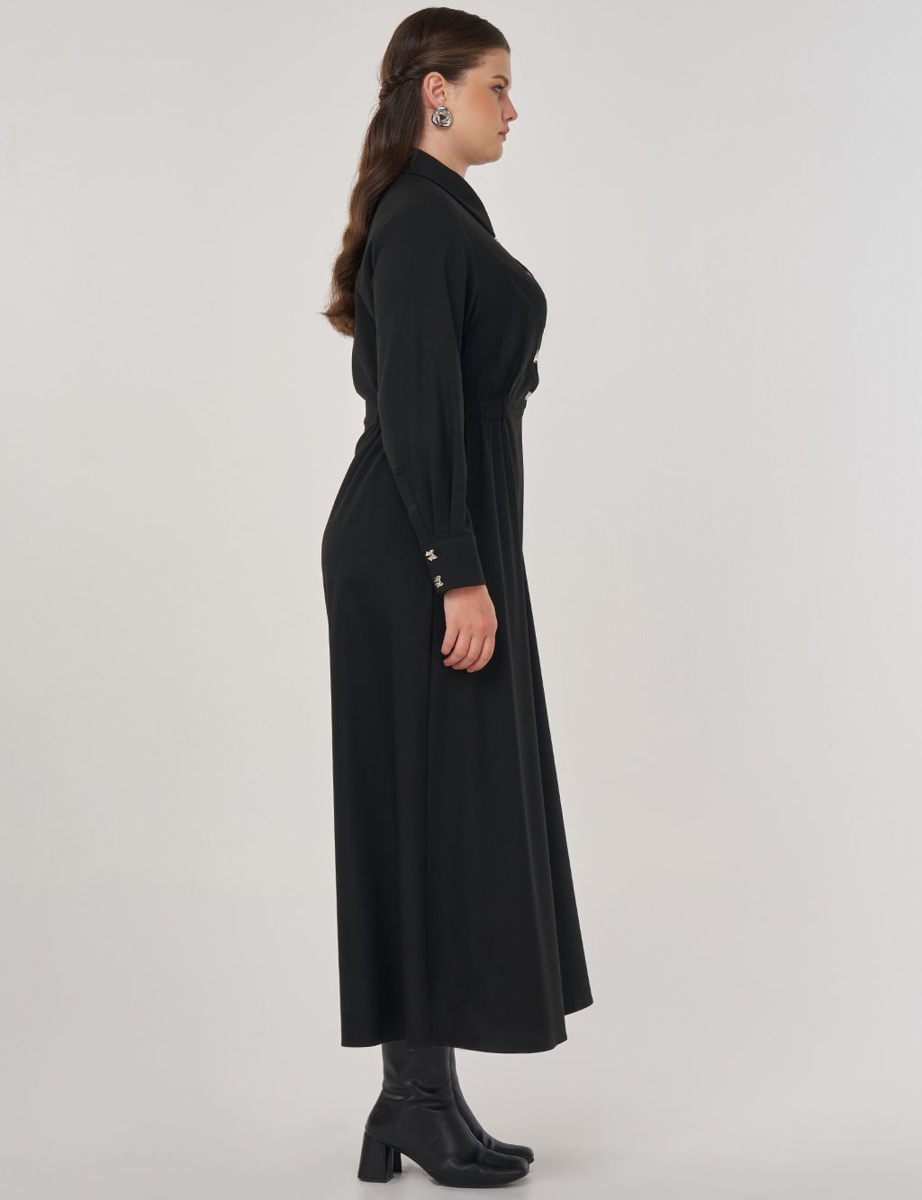 Maxi Dress with Button Detail Black