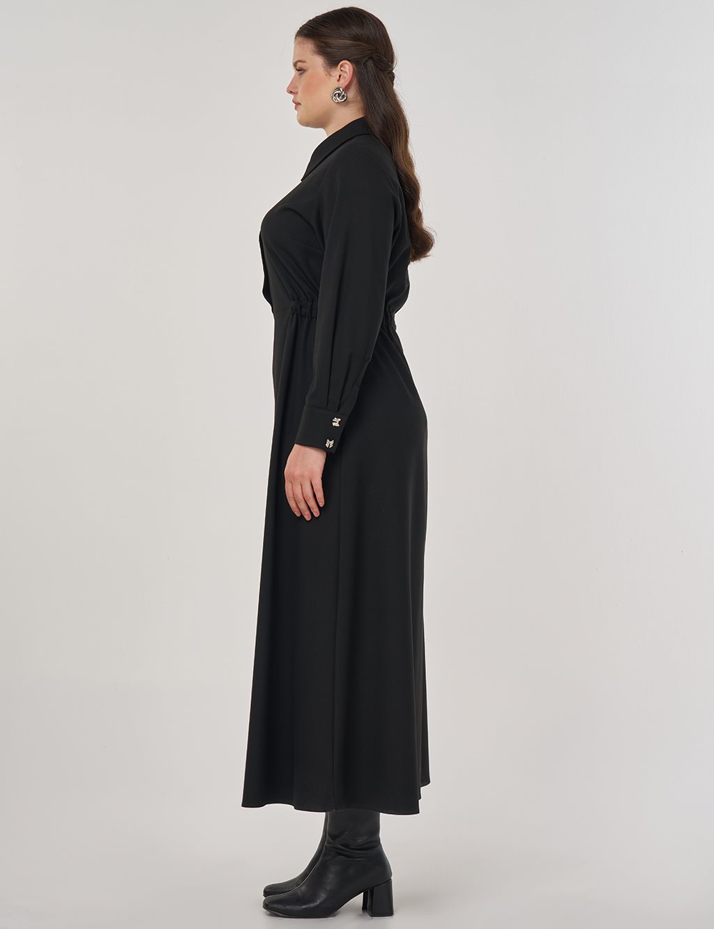 Maxi Dress with Button Detail Black