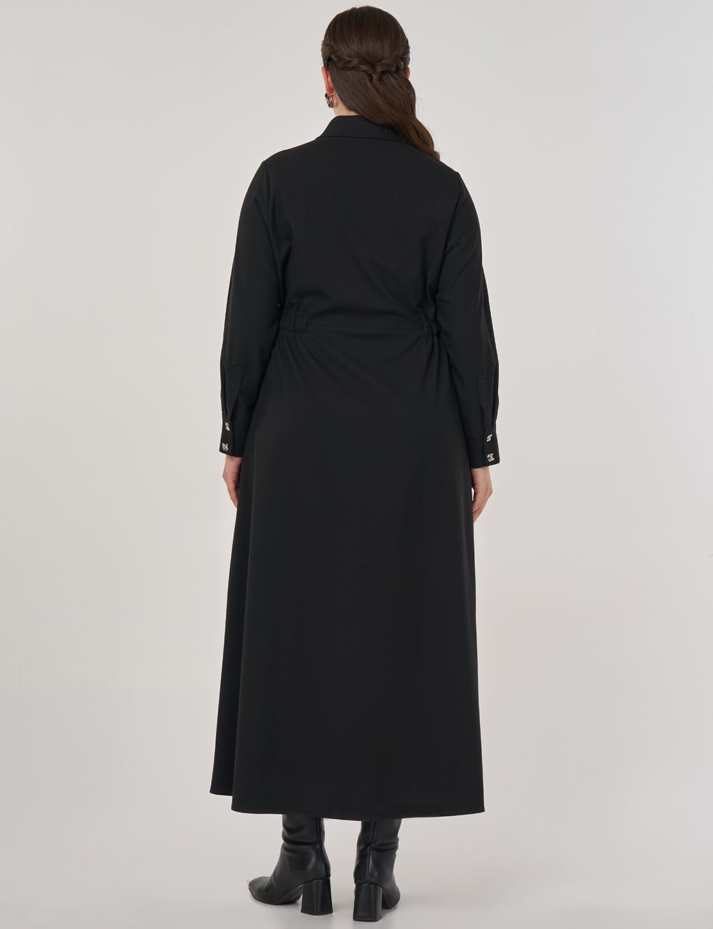 Maxi Dress with Button Detail Black