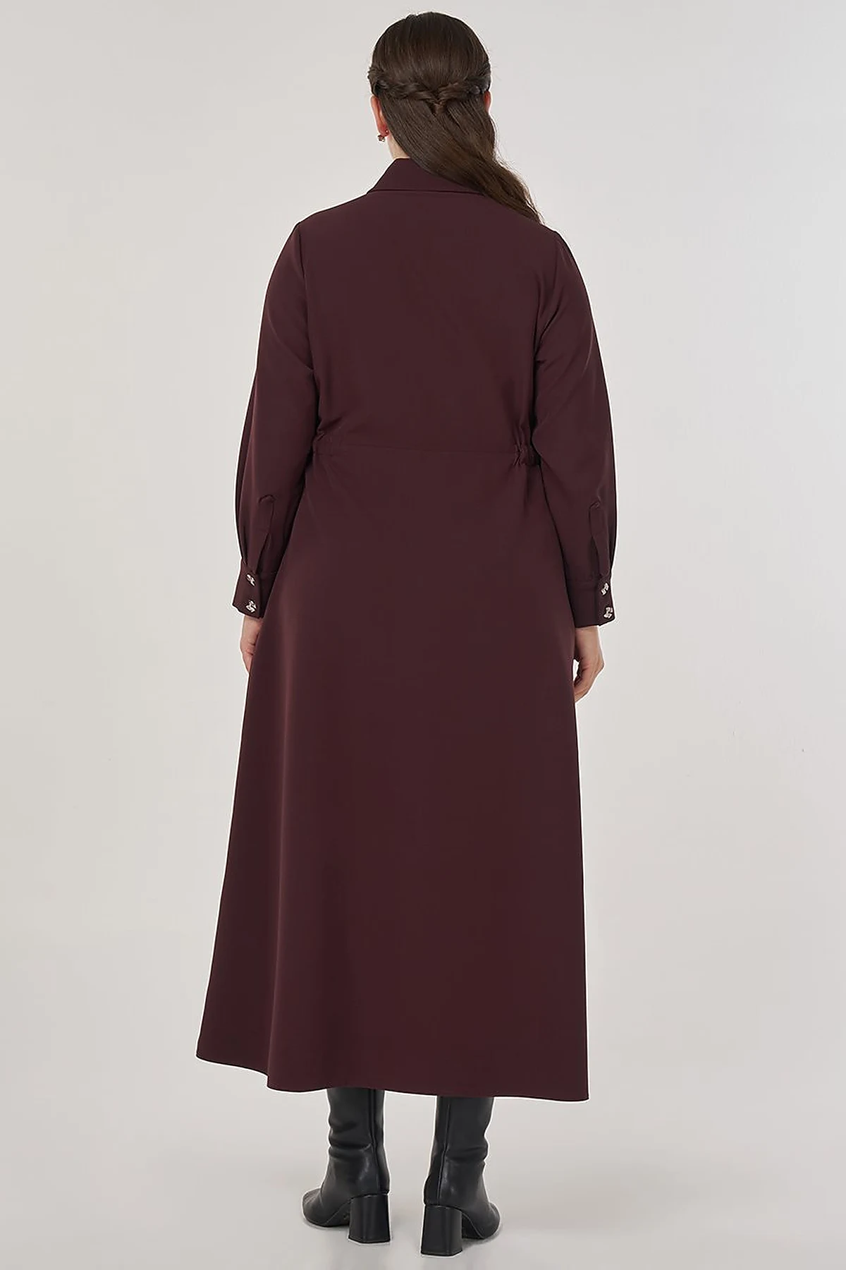 Maxi Dress with Button Detail Dark Burgundy