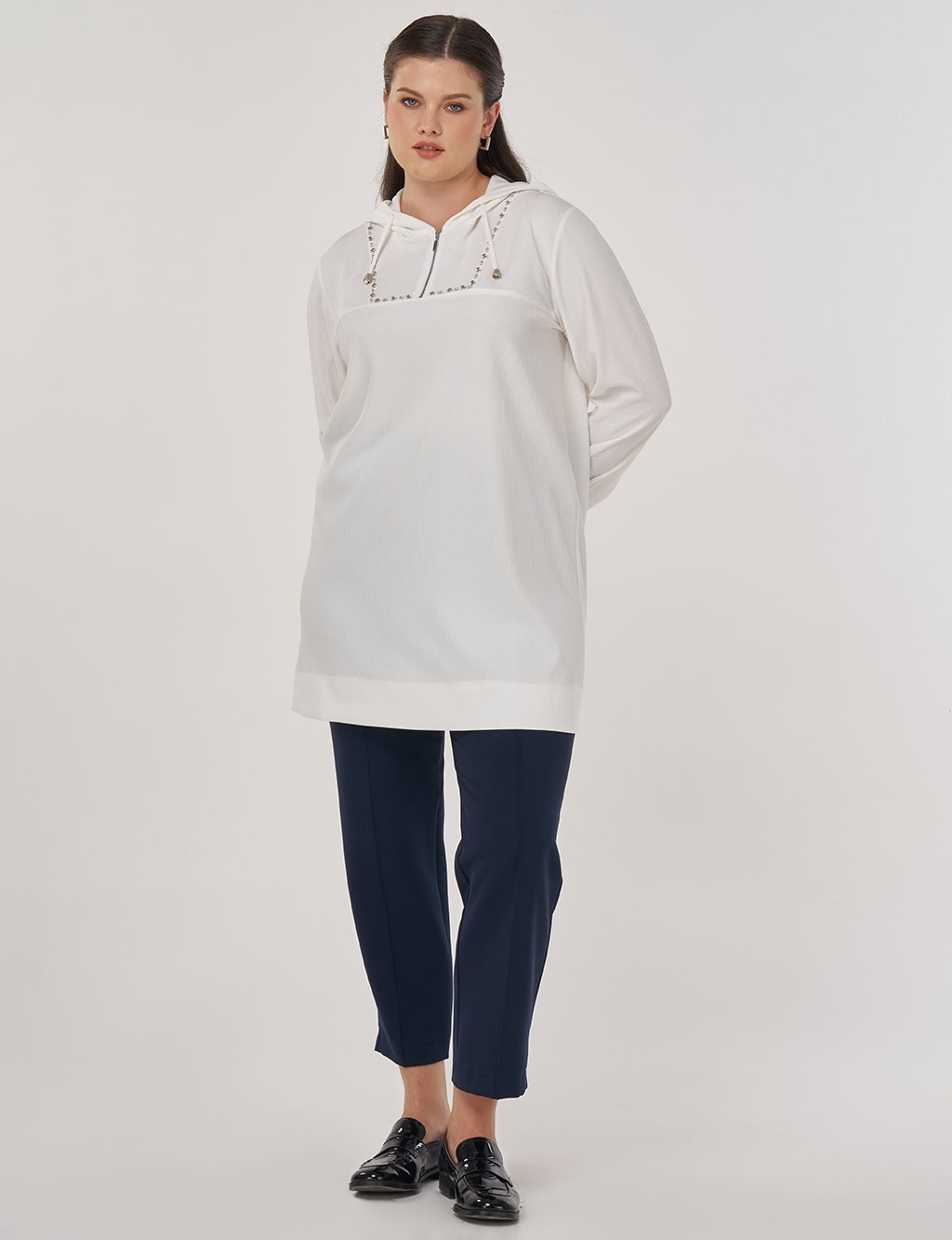 Troque Printed Hooded Sweatshirt Optic White