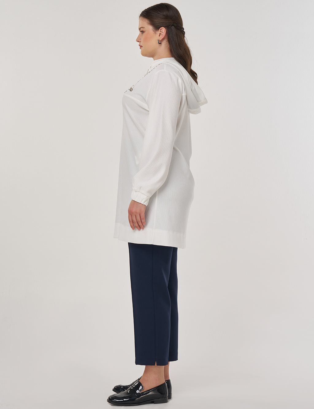 Troque Printed Hooded Sweatshirt Optic White