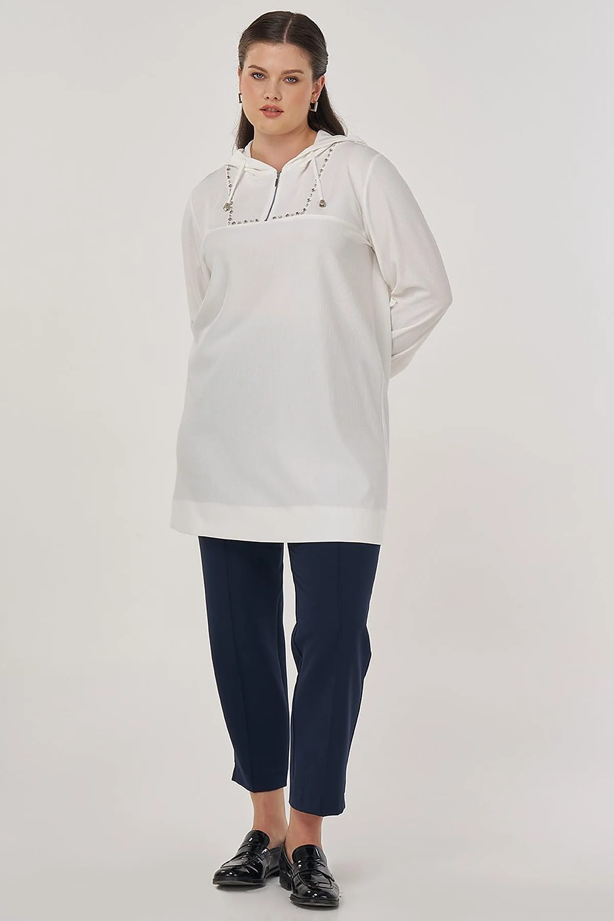 Troque Printed Hooded Sweatshirt Optic White