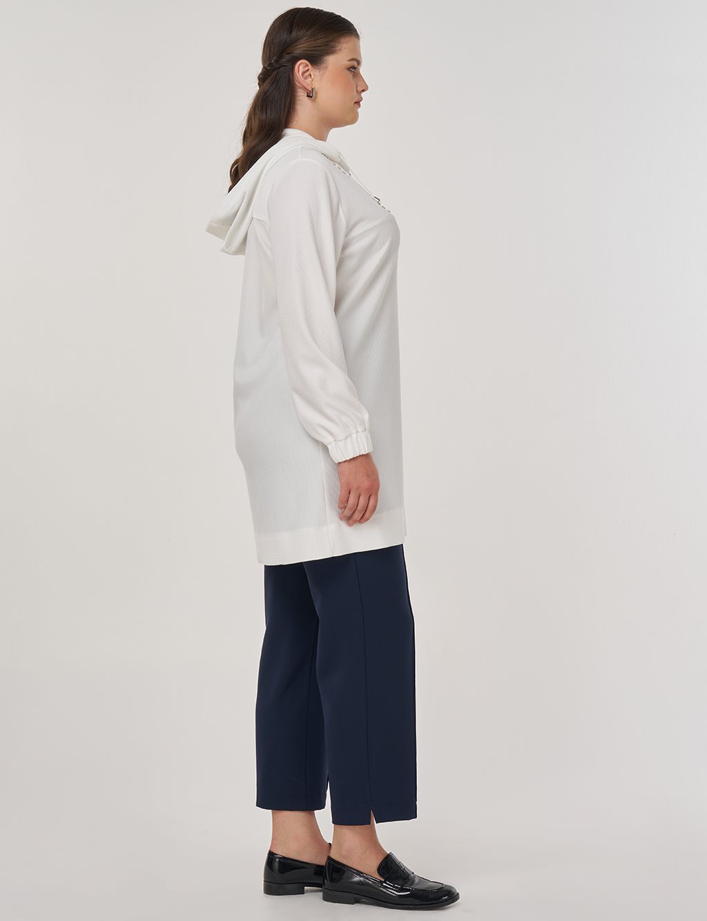 Troque Printed Hooded Sweatshirt Optic White