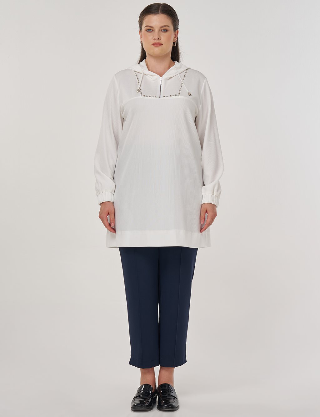 Troque Printed Hooded Sweatshirt Optic White