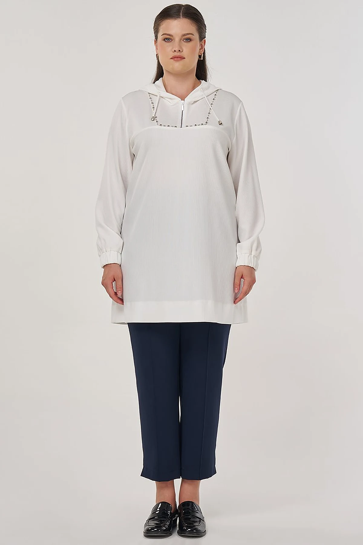 Troque Printed Hooded Sweatshirt Optic White