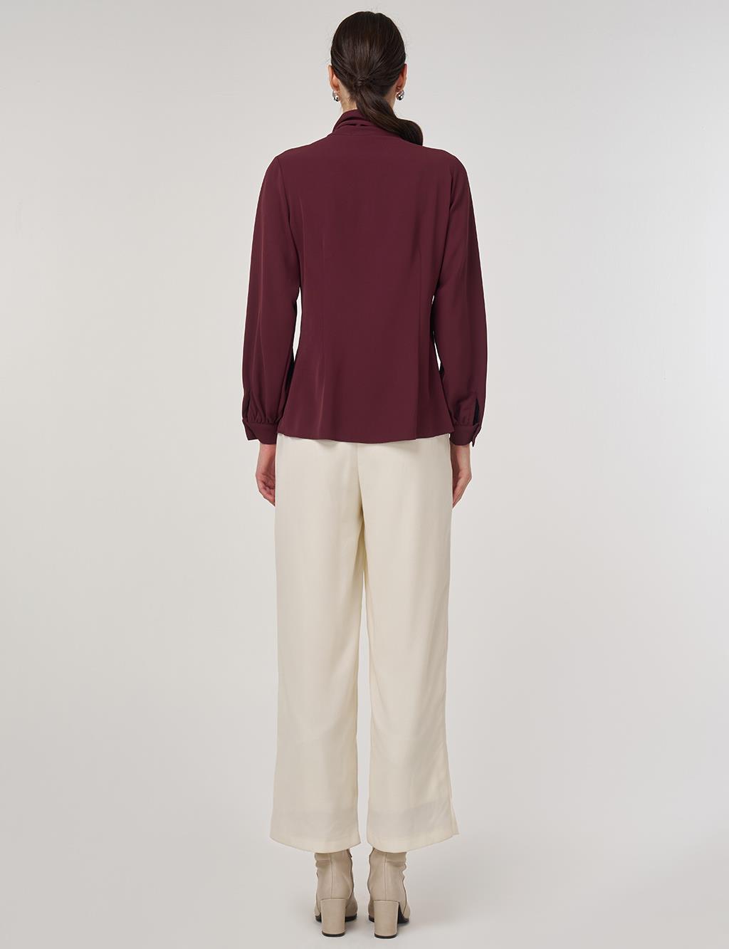 Shawl Collar Blouse in Burgundy