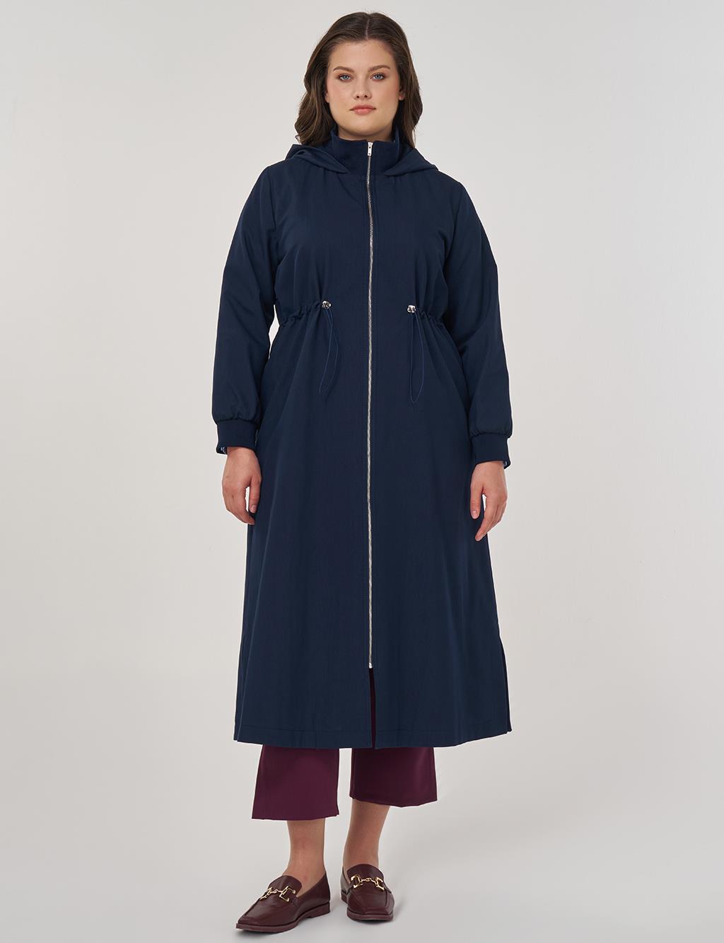 Hooded Stand-Up Jacket in Dark Navy