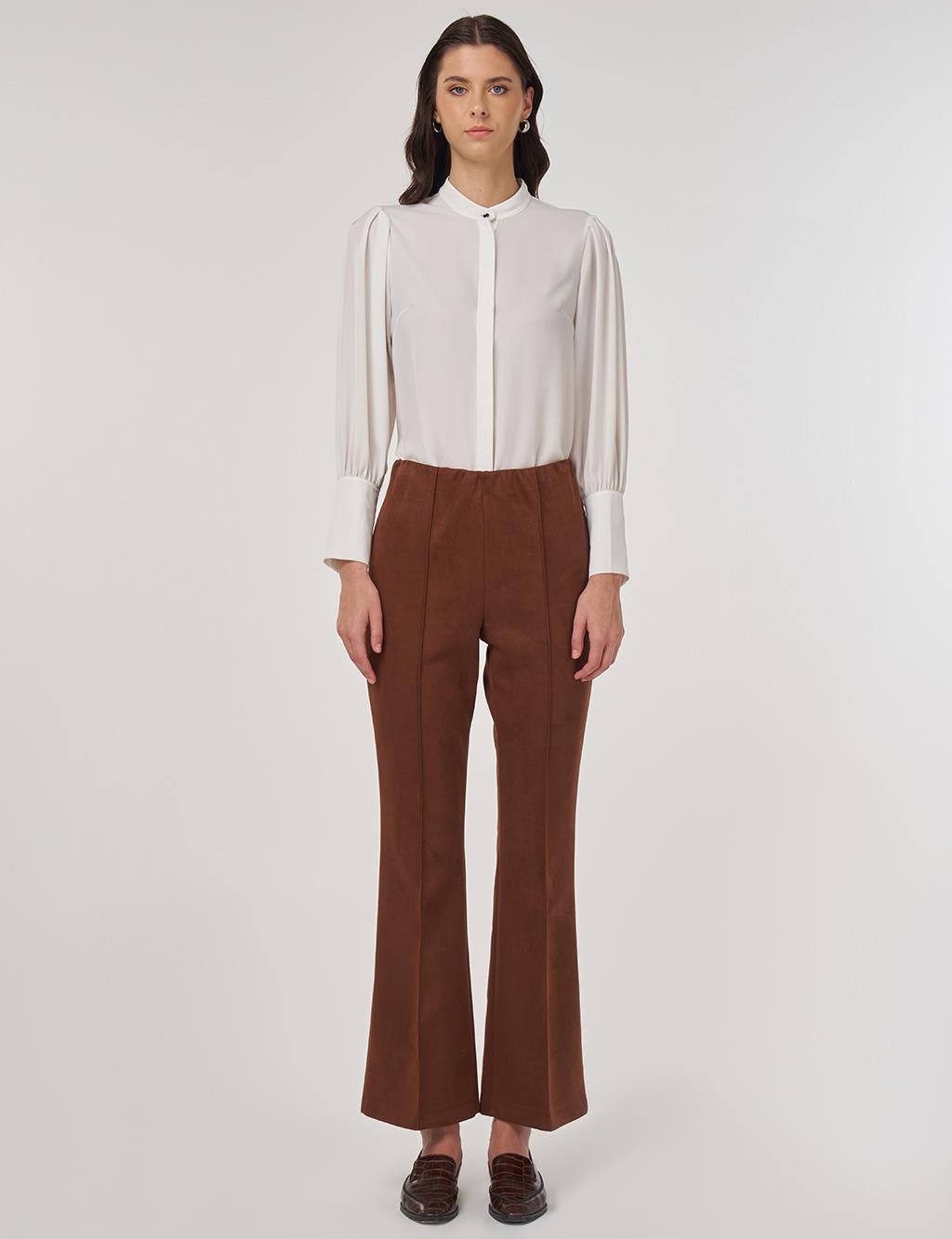 Flare Fit Suede Pants in Camel